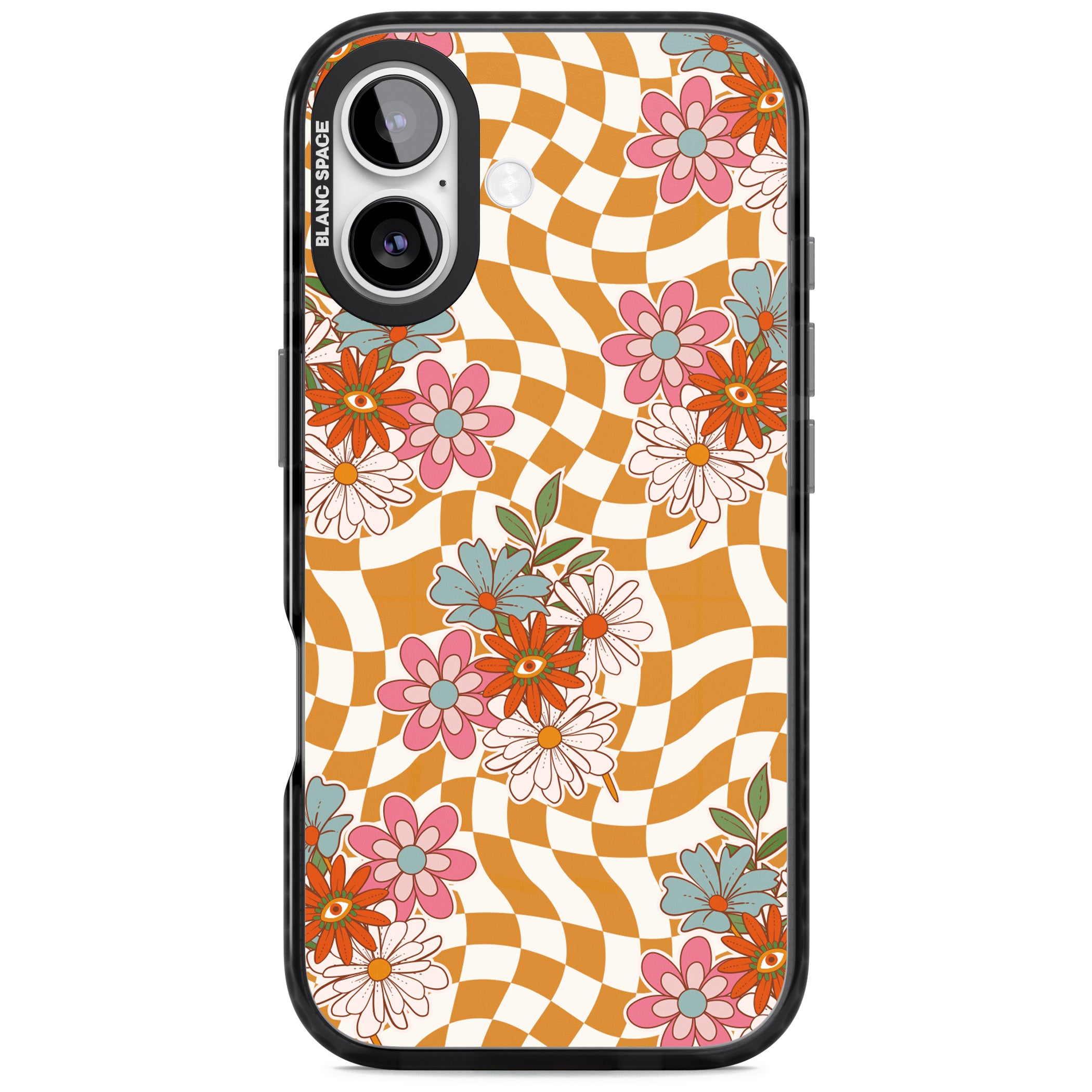 Wavy Checked Bloom iPhone 17 Impact Black Phone Case