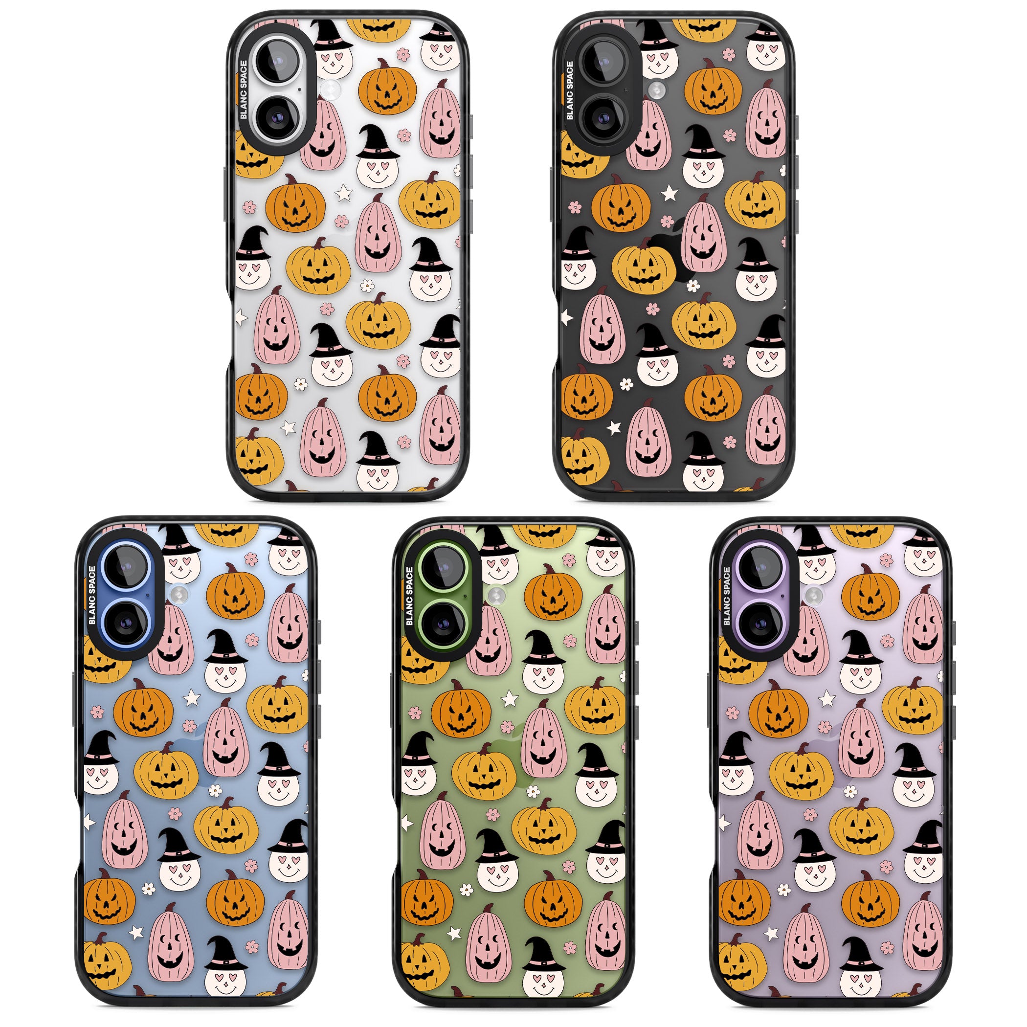 Witches And Pumpkins Pattern iPhone 17 Impact Black Phone Case APT Impact Protection