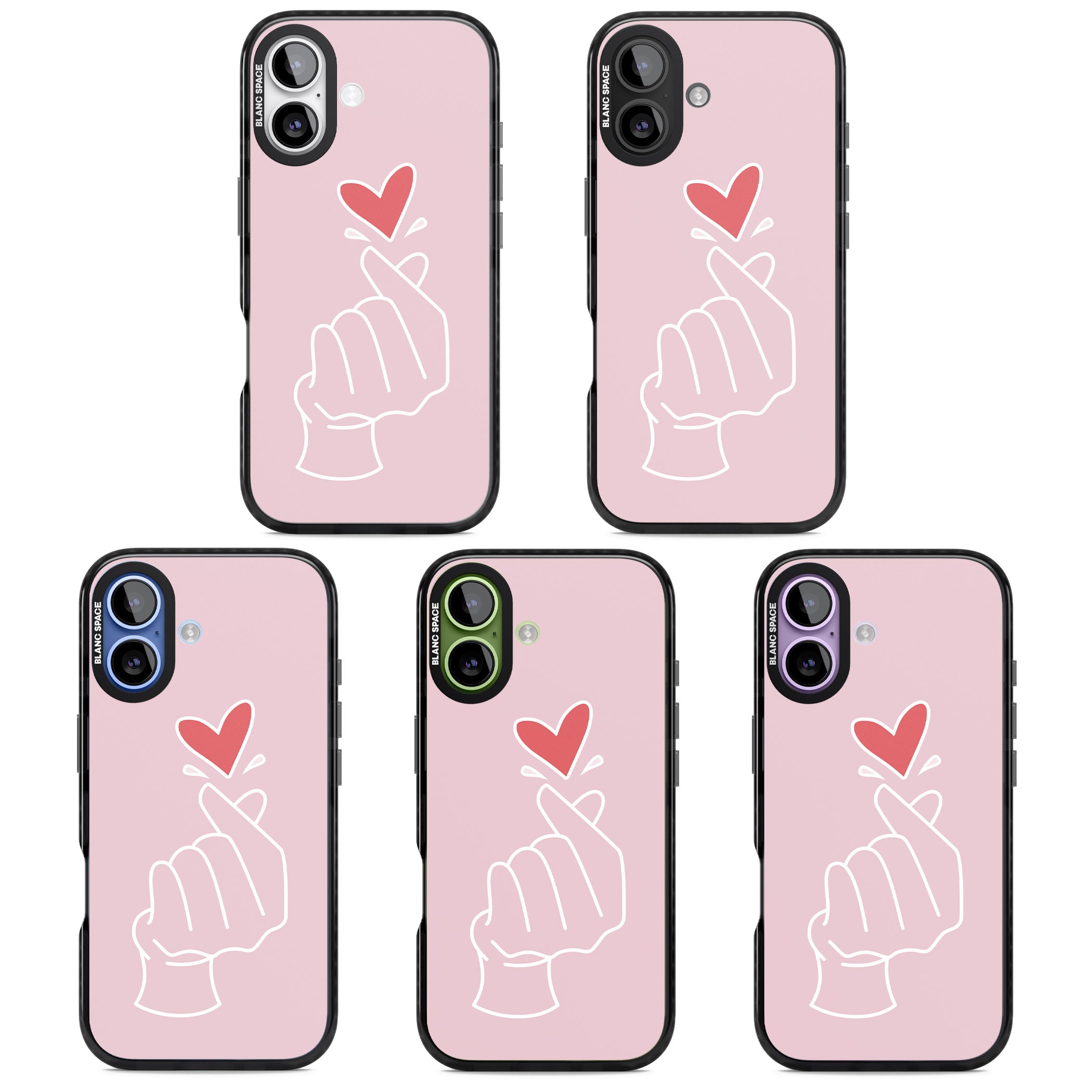 Pink Heart Hand iPhone 17 Impact Black Phone Case APT Impact Protection