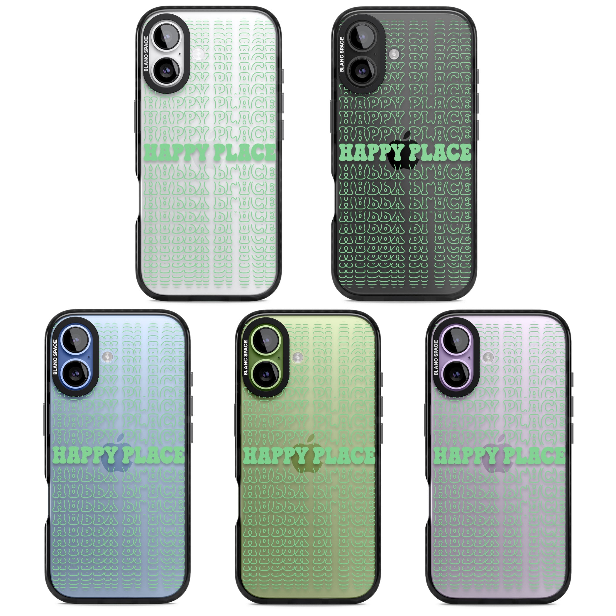 Happy Place (Green) iPhone 17 Impact Black Phone Case APT Impact Protection