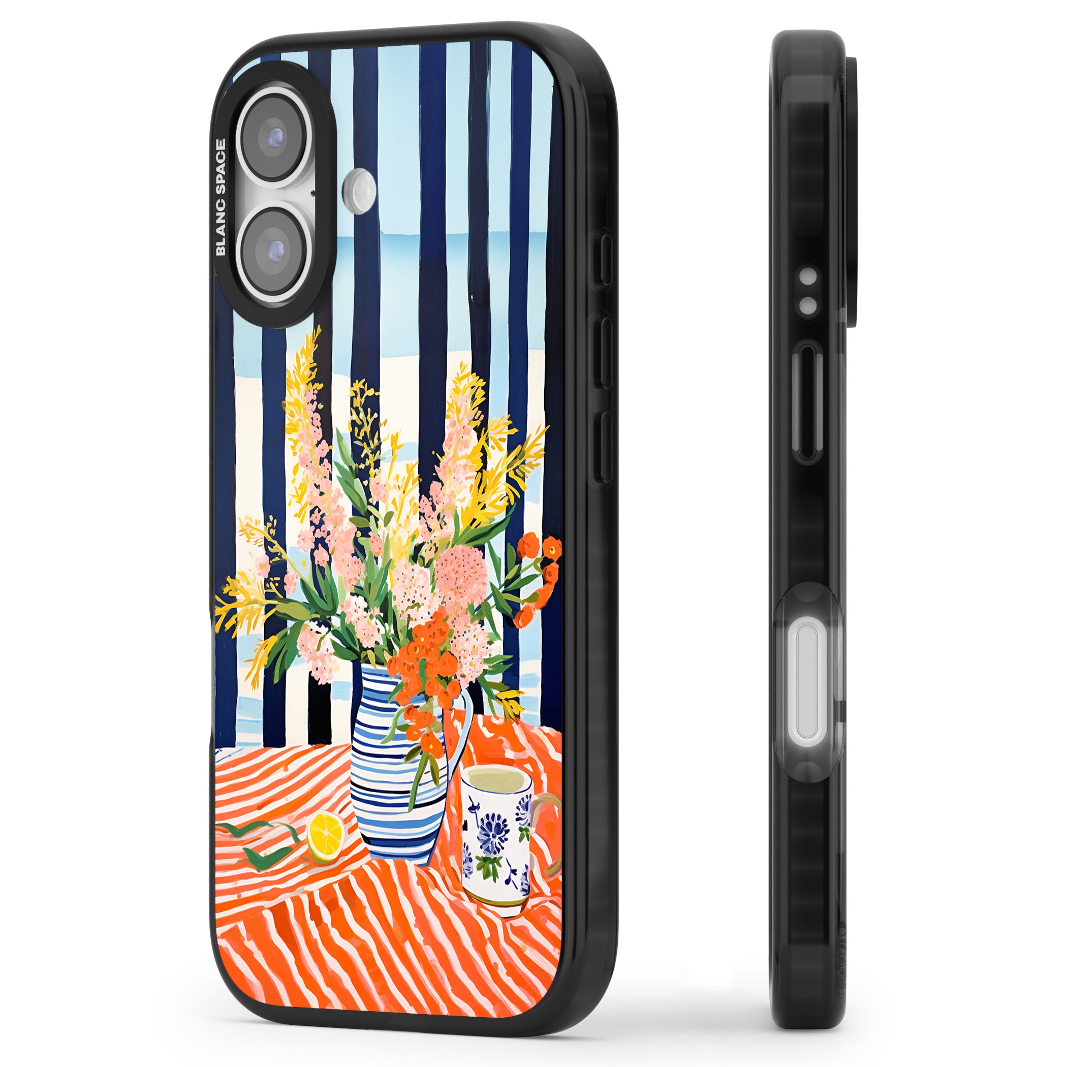 Seaside Flowers iPhone 17 Impact Black Phone Case Side Profile