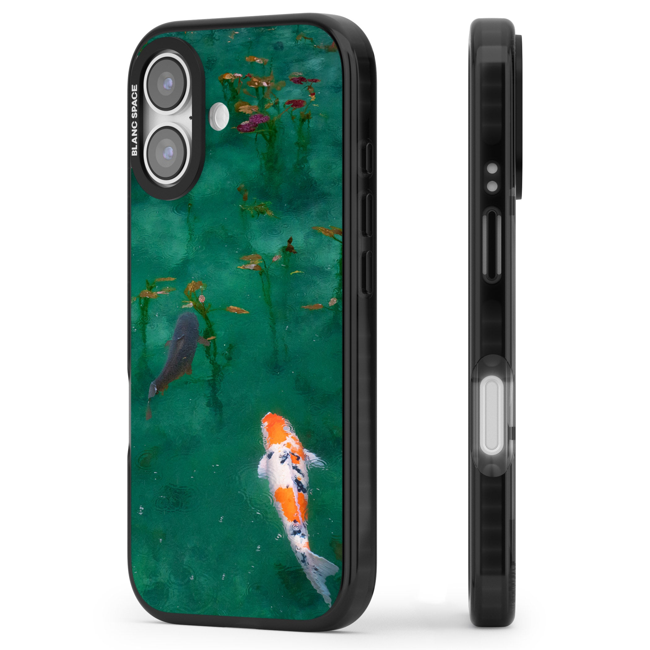 Koi Fish iPhone 17 Impact Black Phone Case Side Profile