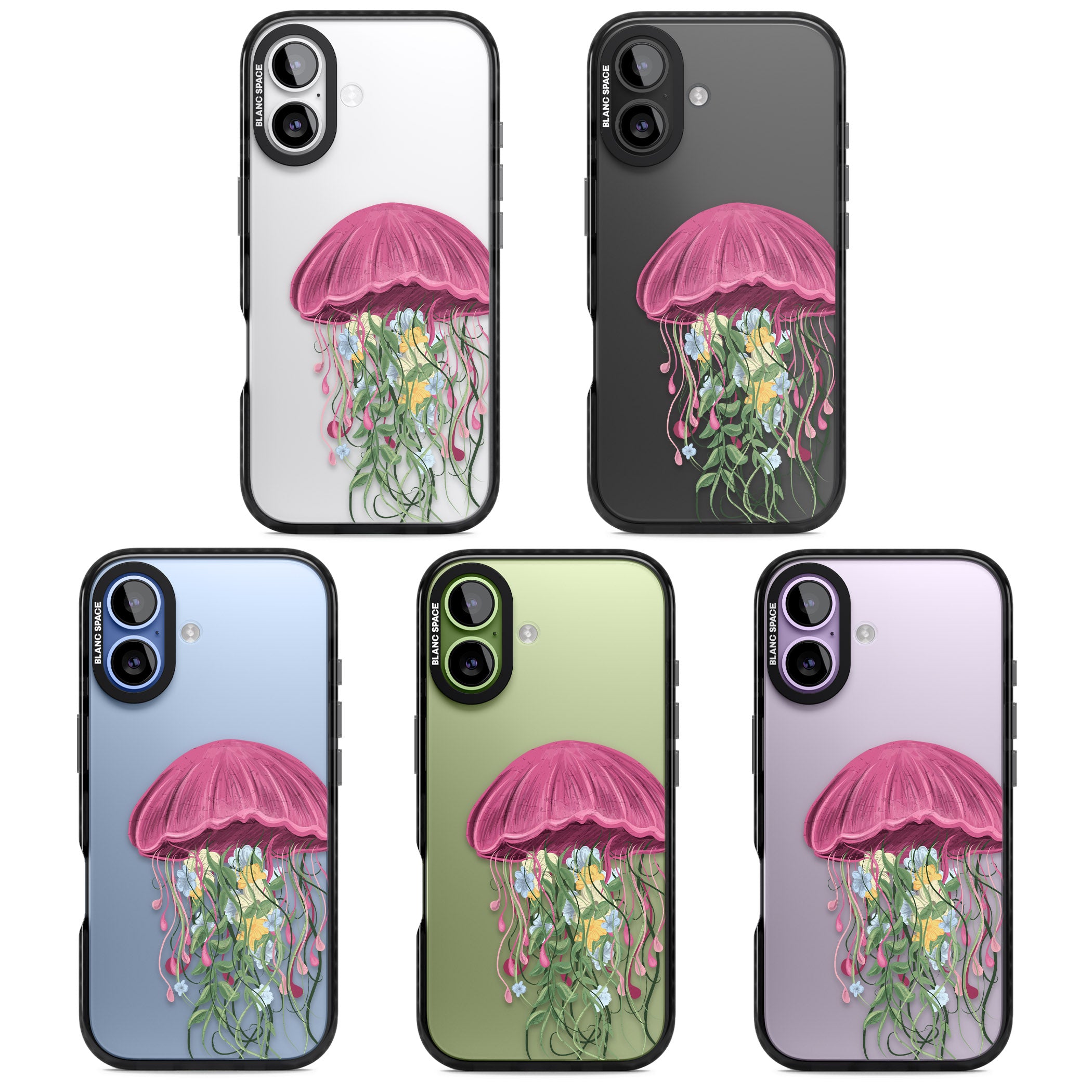 Botanical Jellyfish iPhone 17 Impact Black Phone Case APT Impact Protection