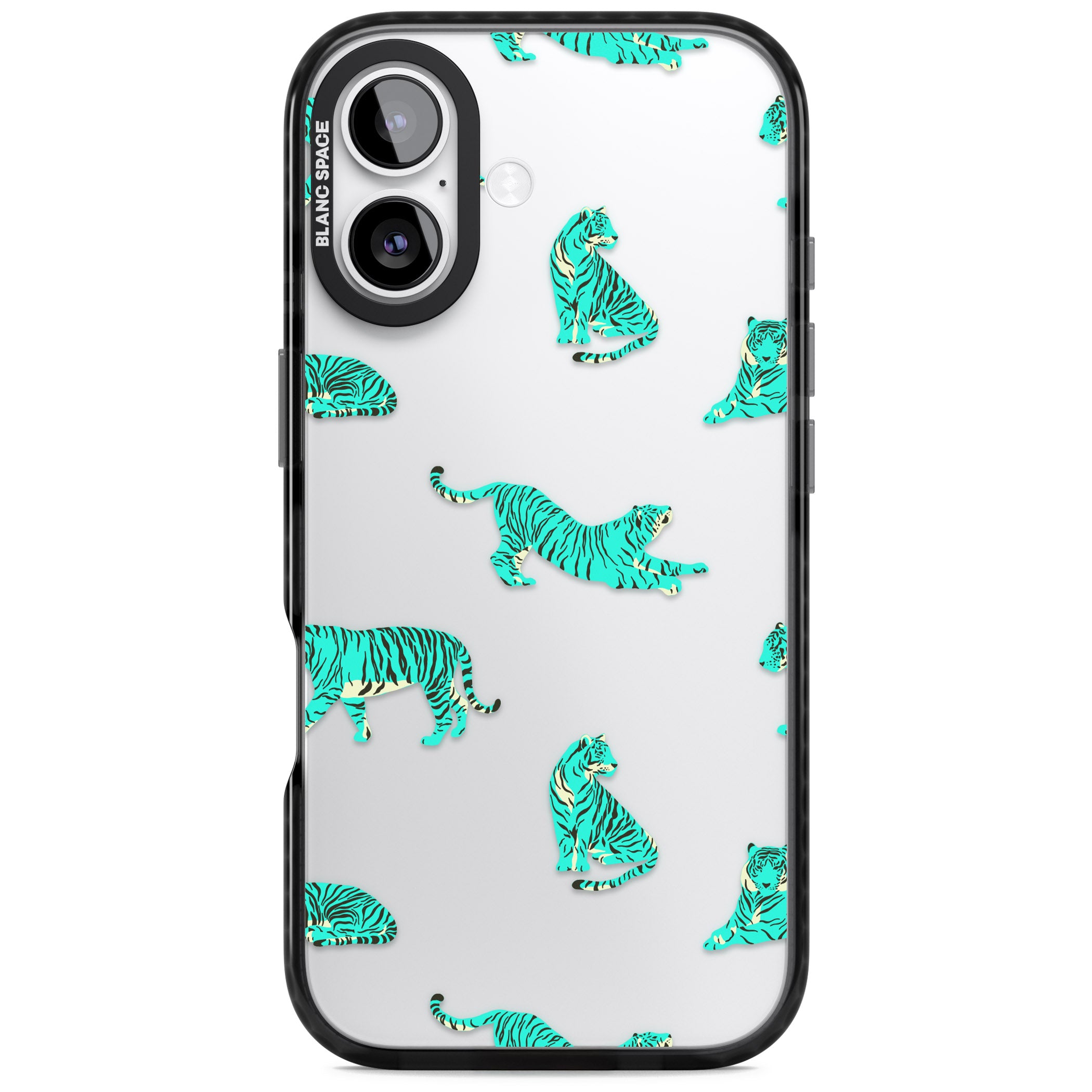 Turquoise Tiger iPhone 17 Impact Black Phone Case