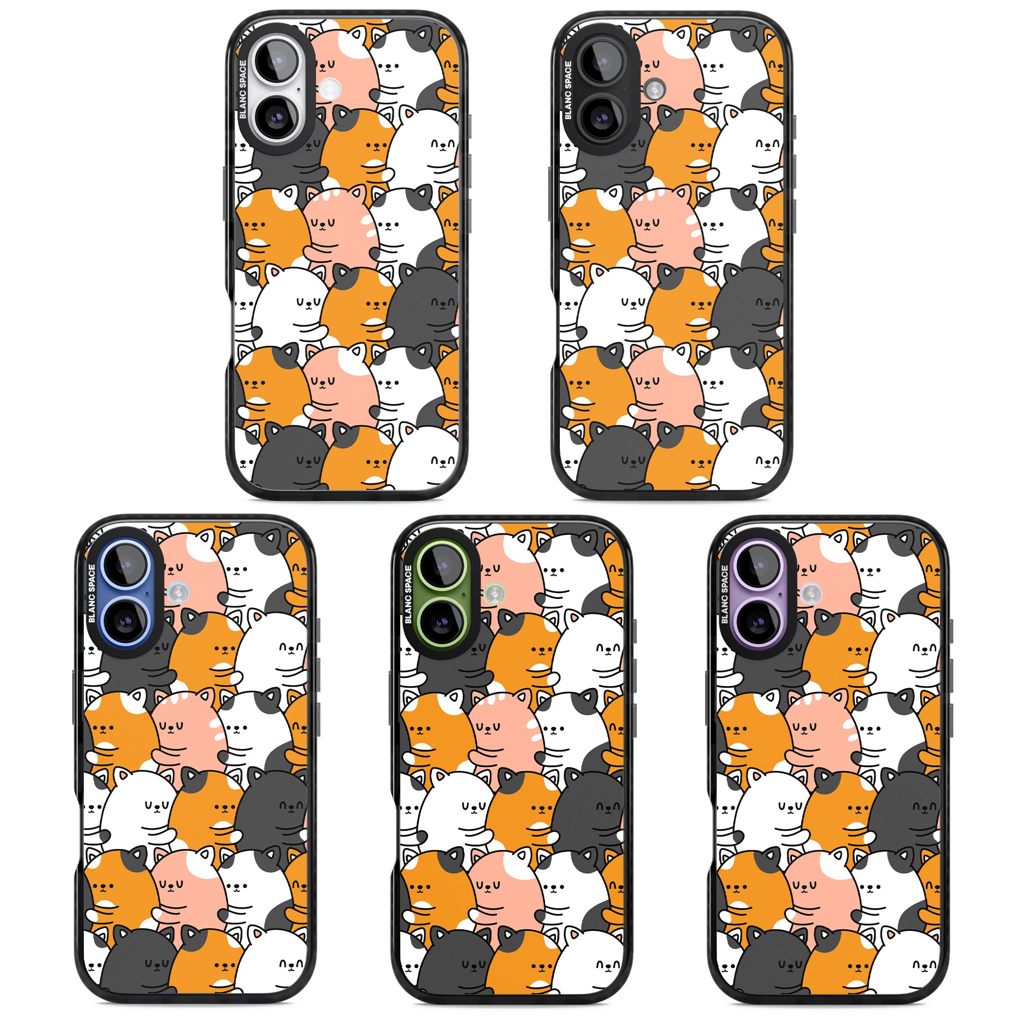 Spooning Cats Kawaii Pattern iPhone 17 Impact Black Phone Case APT Impact Protection