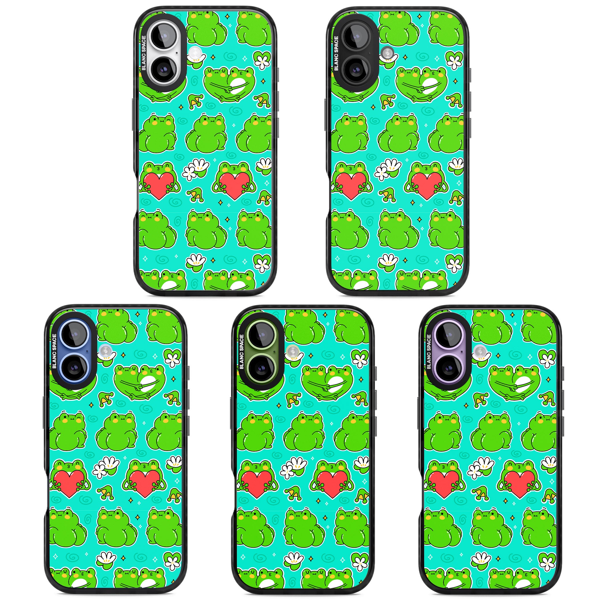 Frog Booty Kawaii Pattern iPhone 17 Impact Black Phone Case APT Impact Protection