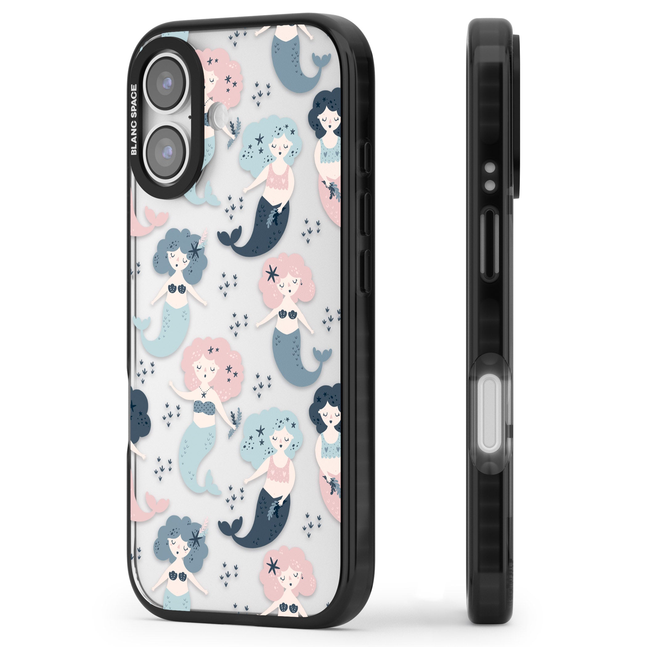 Pastel Mermaids iPhone 17 Impact Black Phone Case Side Profile