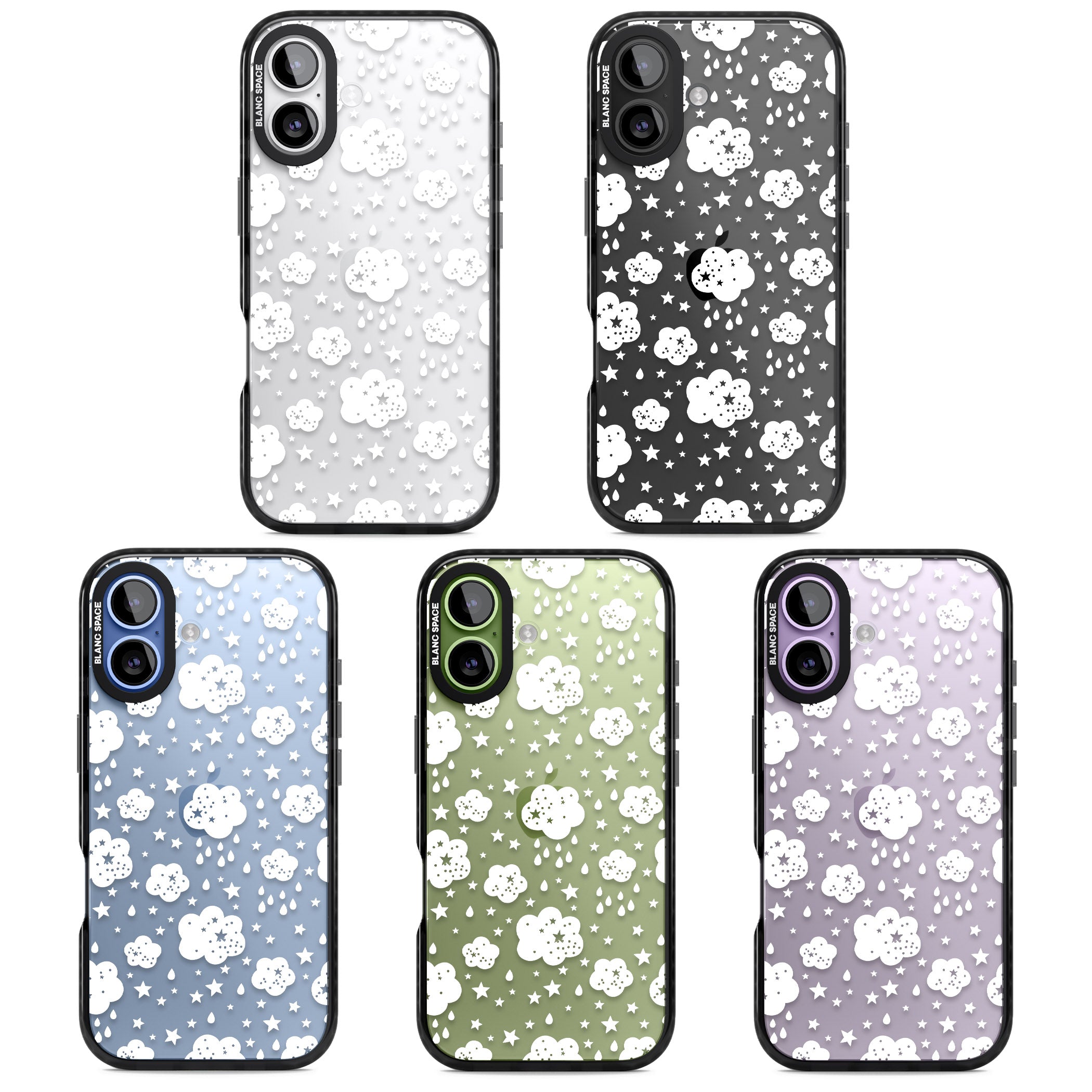 Starry Rain Clouds iPhone 17 Impact Black Phone Case APT Impact Protection