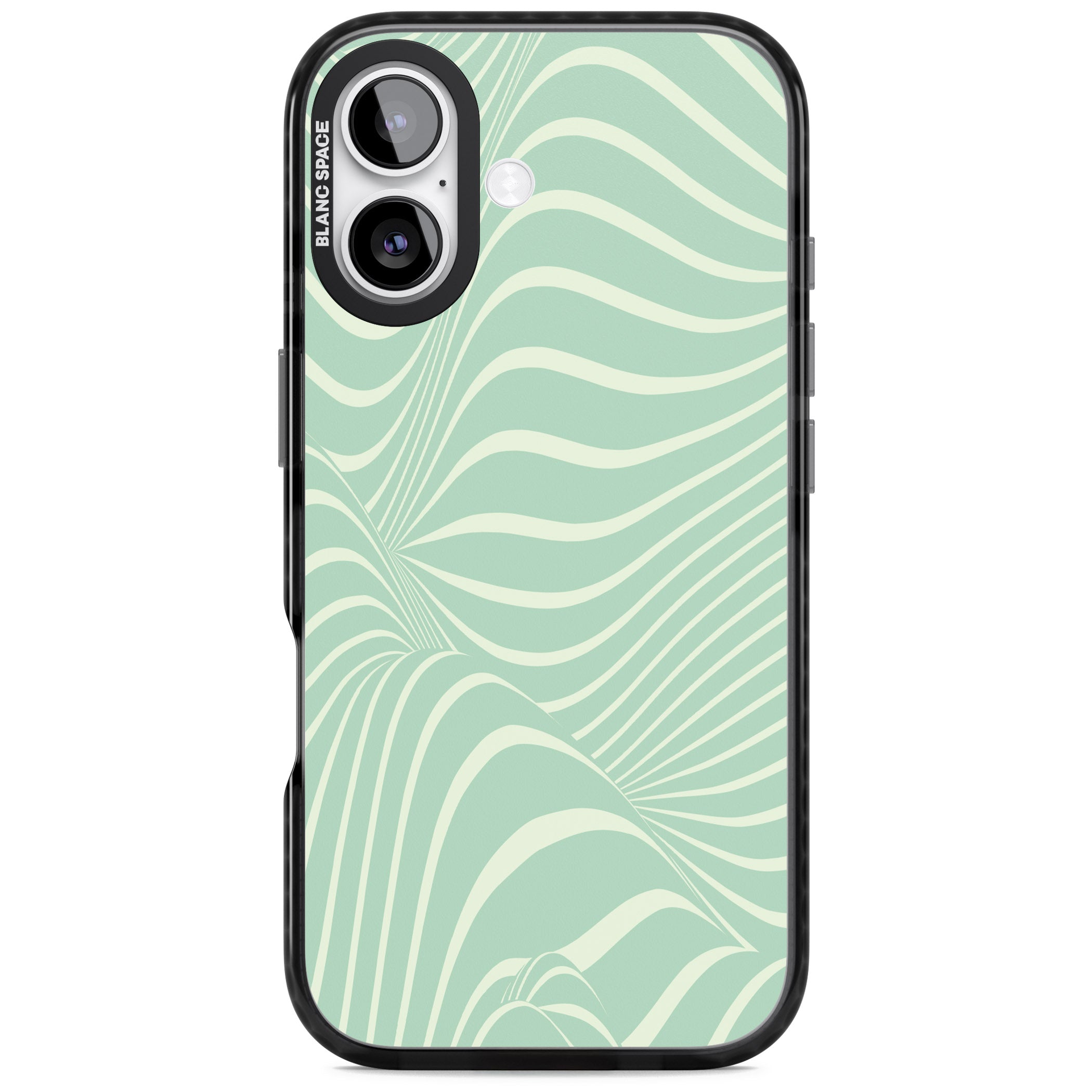 Mint Green Distorted Line iPhone 17 Impact Black Phone Case