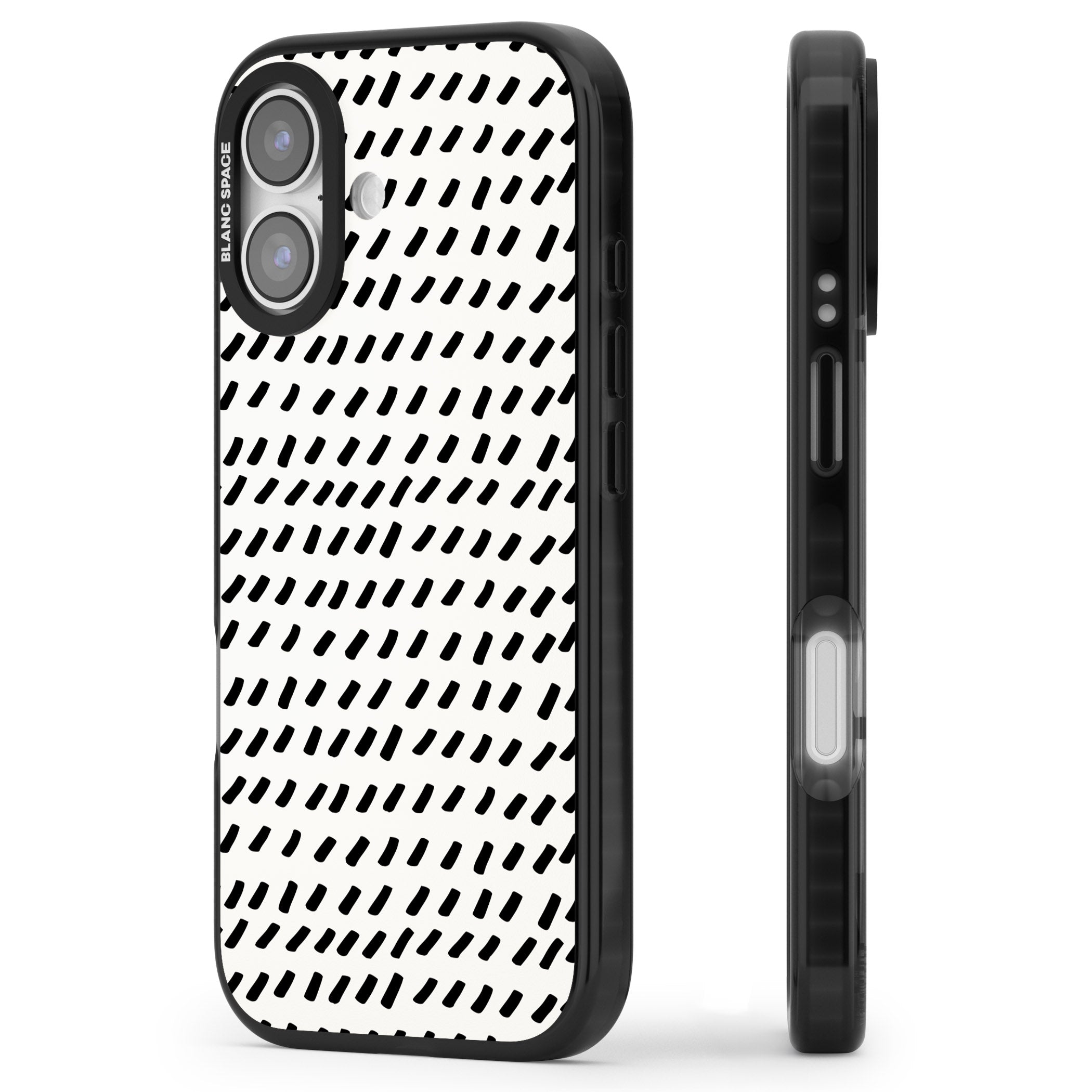 Hand Drawn Lines Pattern iPhone 17 Impact Pro Black Phone Case Side Profile