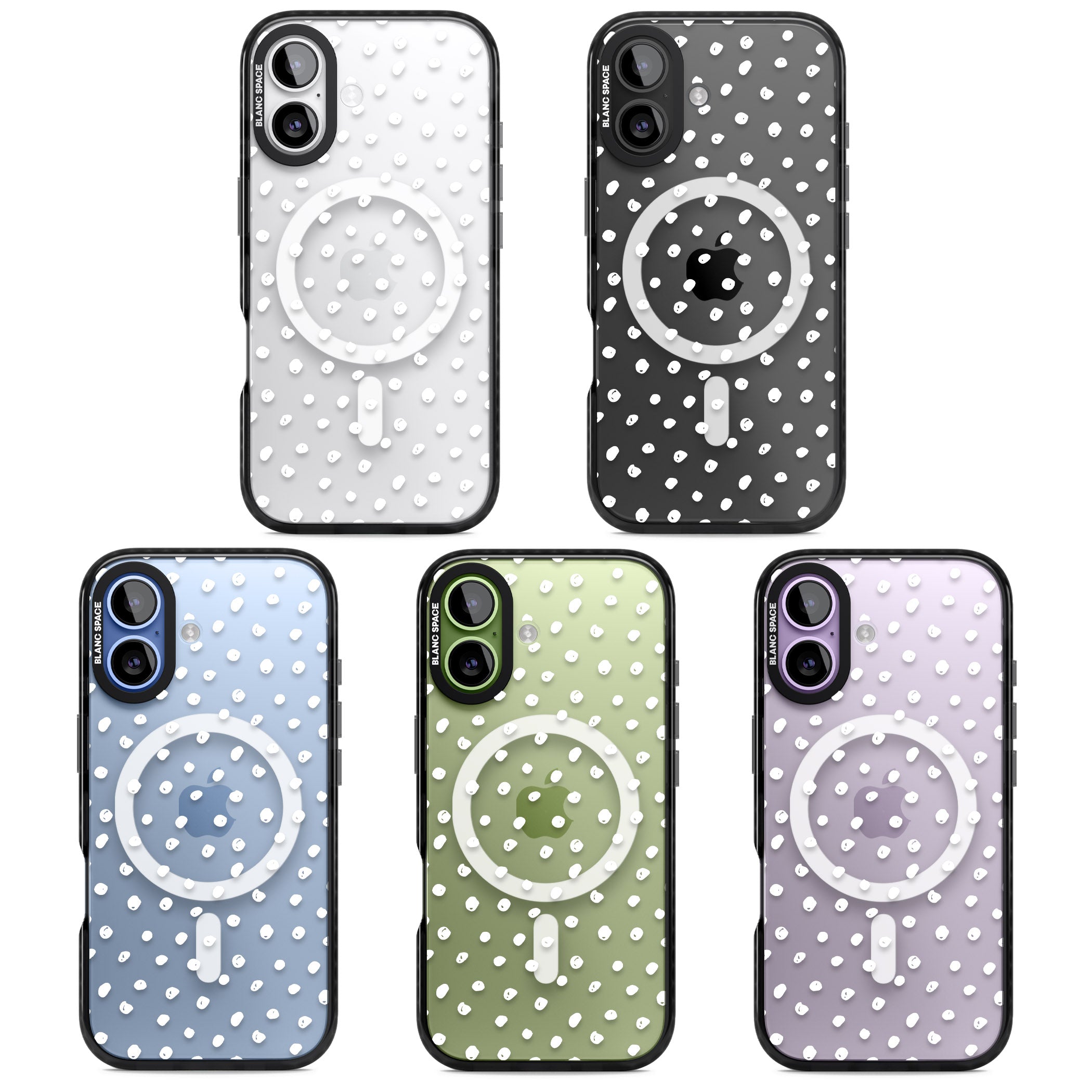 Messy White Dot Pattern iPhone 17 Impact Pro Black Phone Case APT Impact Protection