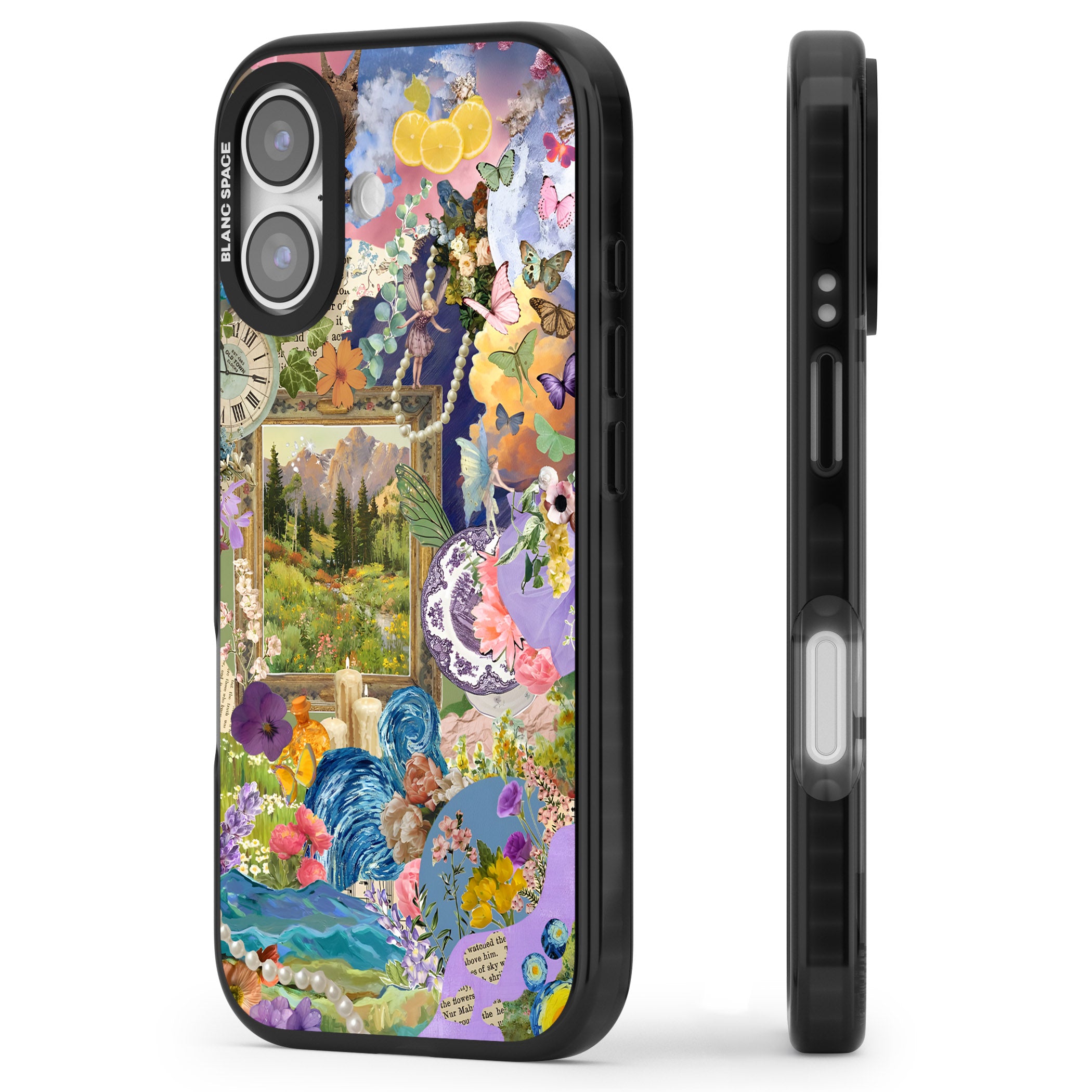 Vibrant Whimsy Collage iPhone 17 Impact Pro Black Phone Case Side Profile