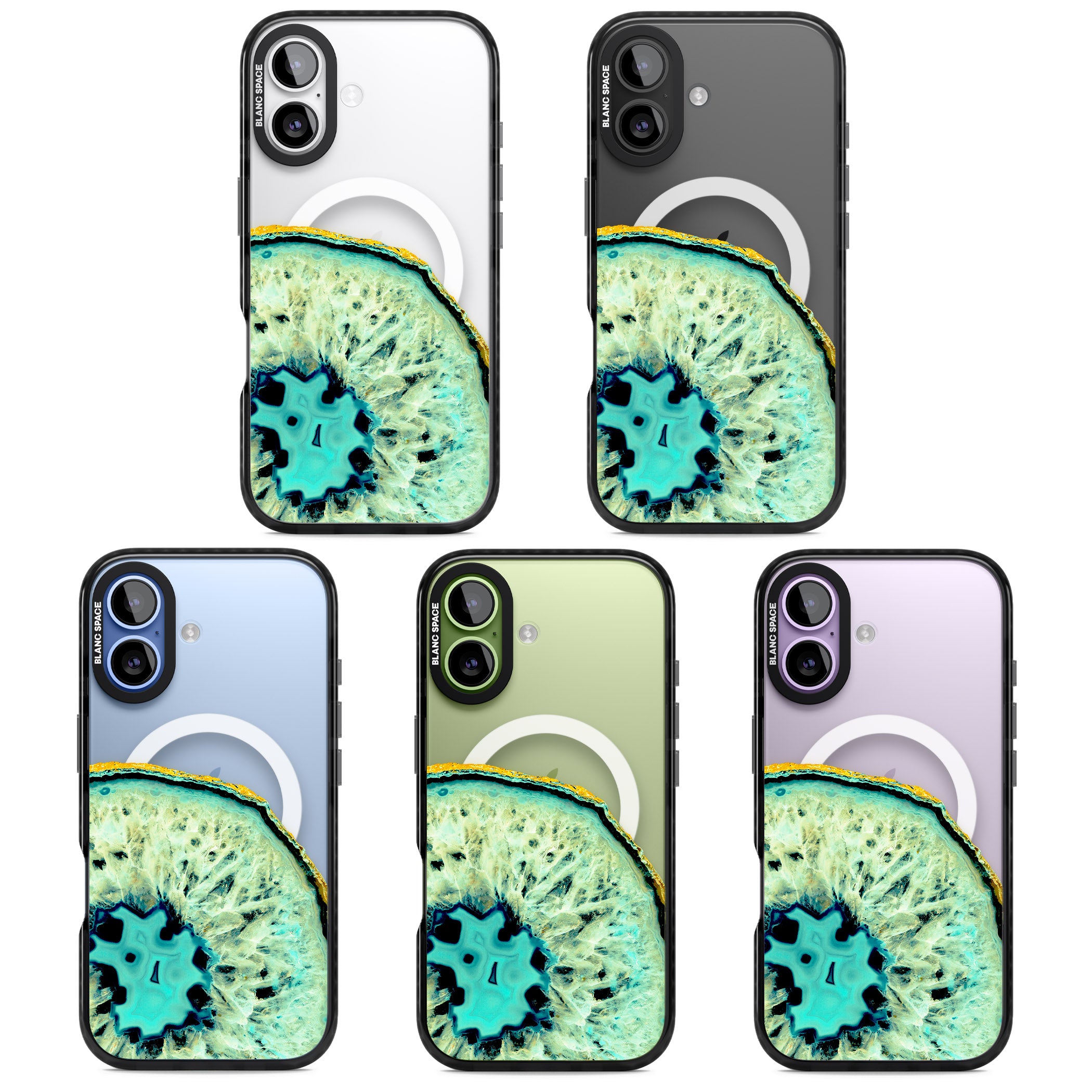 Turquoise Geode Crystal iPhone 17 Impact Pro Black Phone Case APT Impact Protection