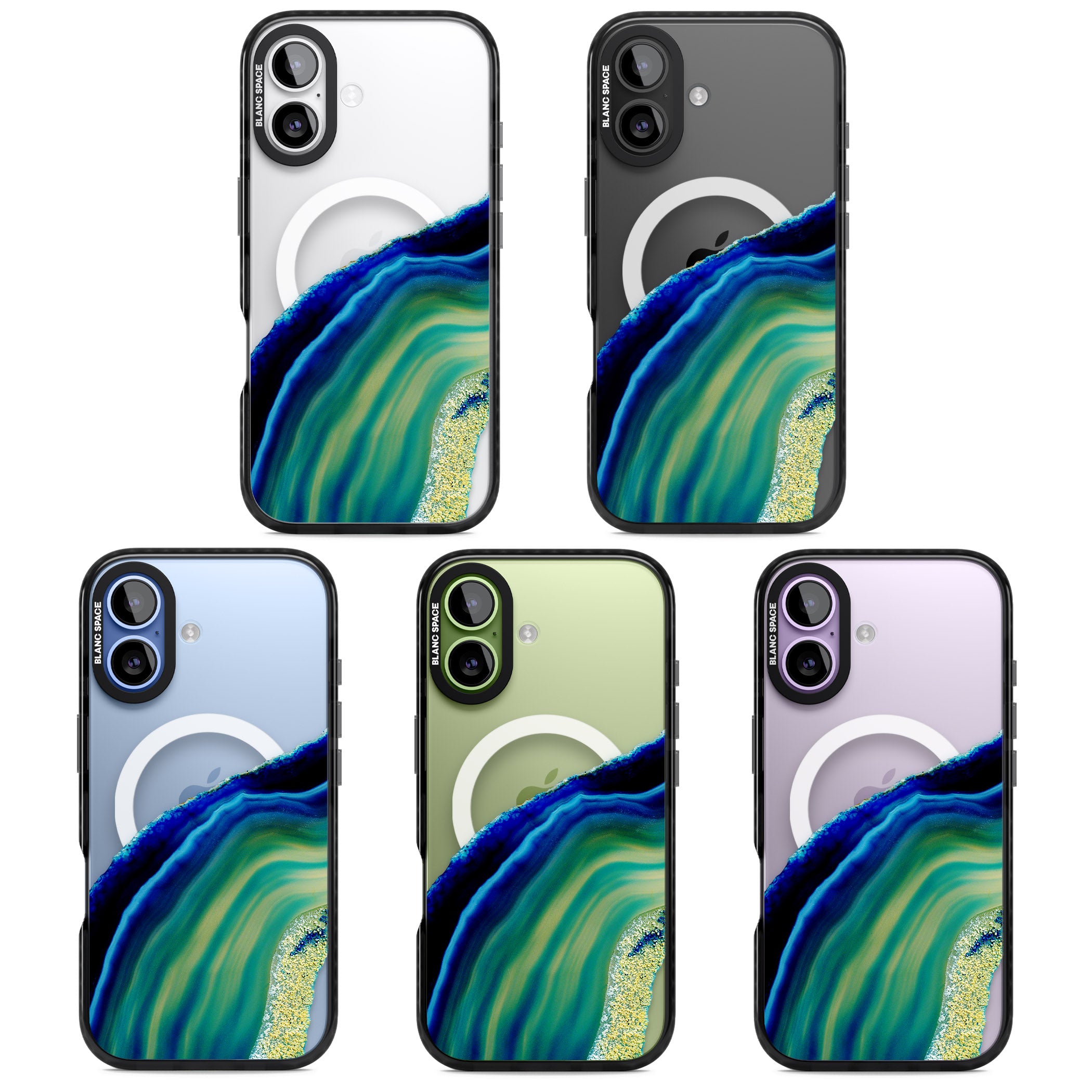 Green & Blue Emerald Geode iPhone 17 Impact Pro Black Phone Case APT Impact Protection