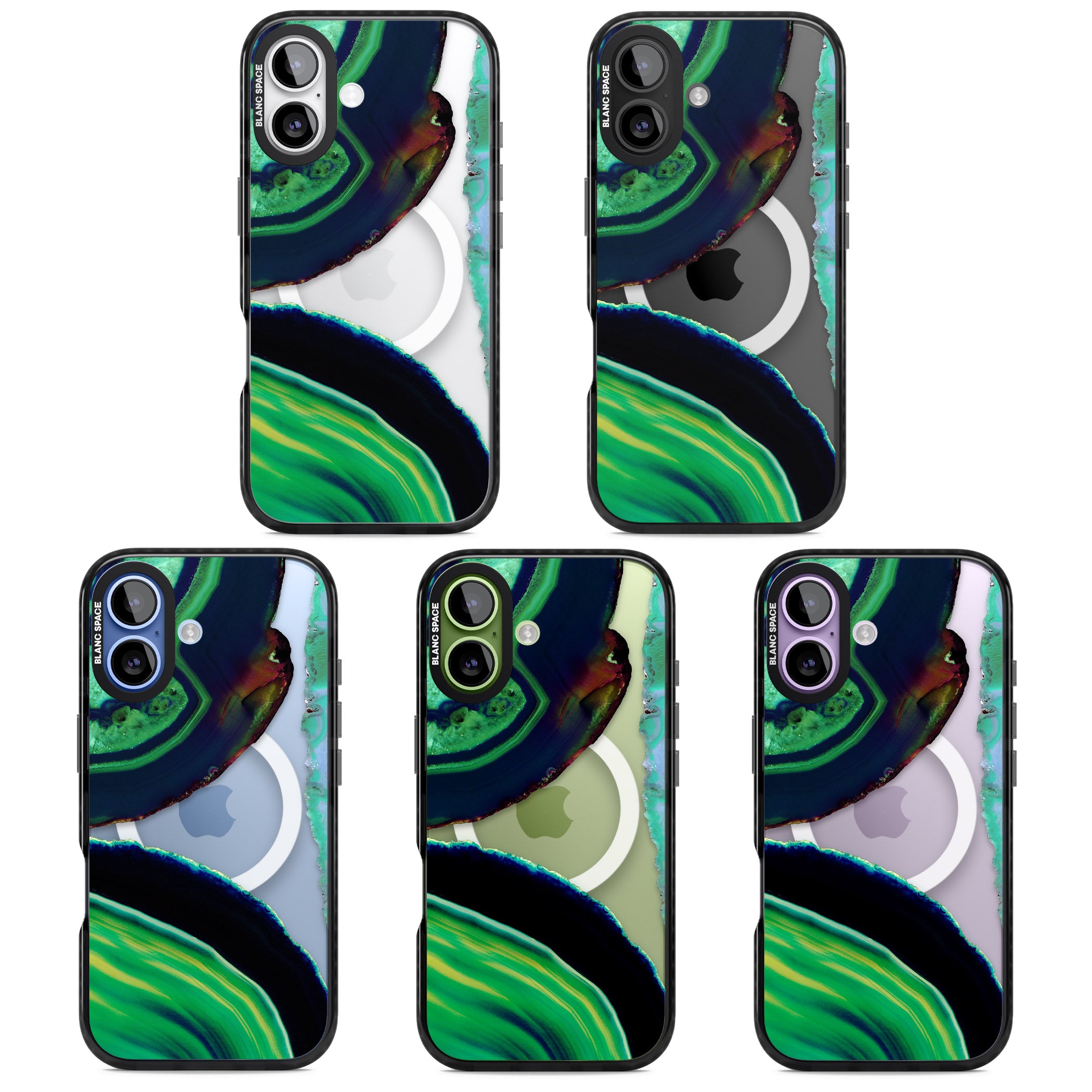 Green Geode Glow iPhone 17 Impact Pro Black Phone Case APT Impact Protection