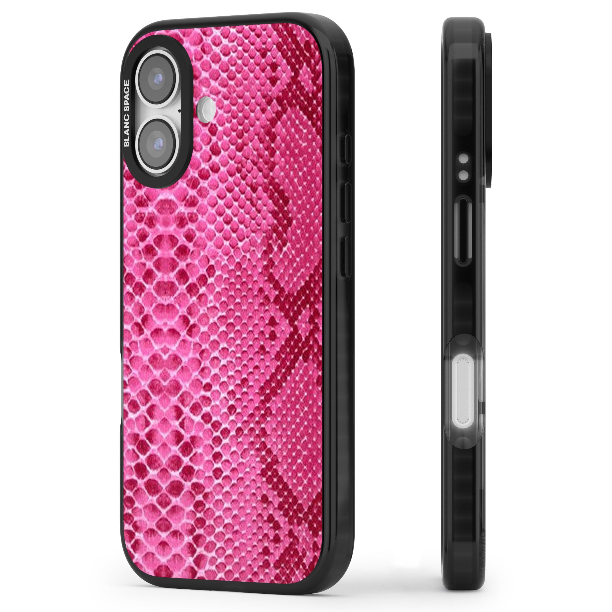 Pink Snakeskin iPhone 17 Impact Pro Black Phone Case Side Profile