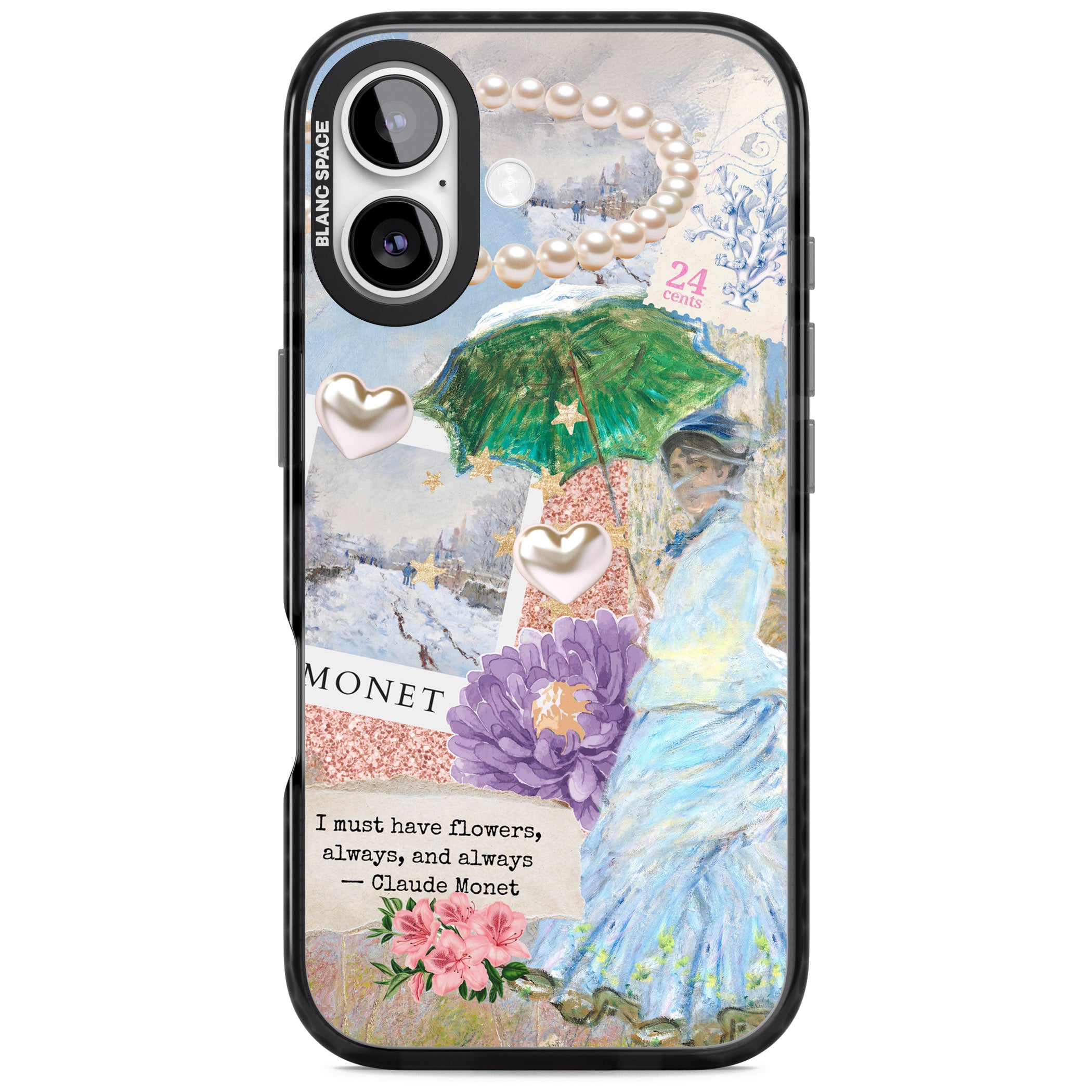 Monet 'Must Have Flowers' Collage iPhone 17 Impact Pro Black Phone Case