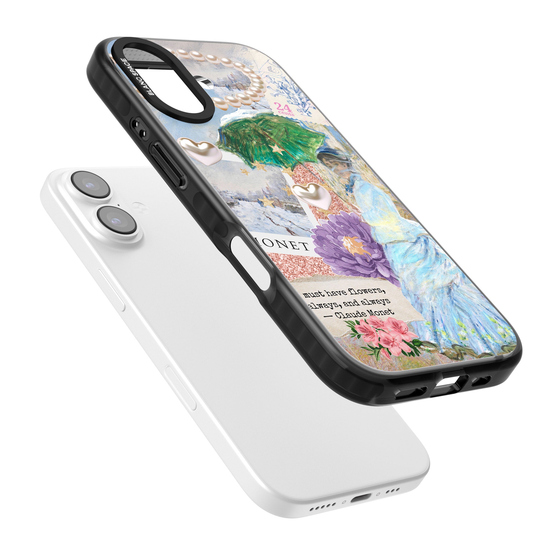 Monet 'Must Have Flowers' Collage iPhone 17 Impact Pro Black Phone Case Colours