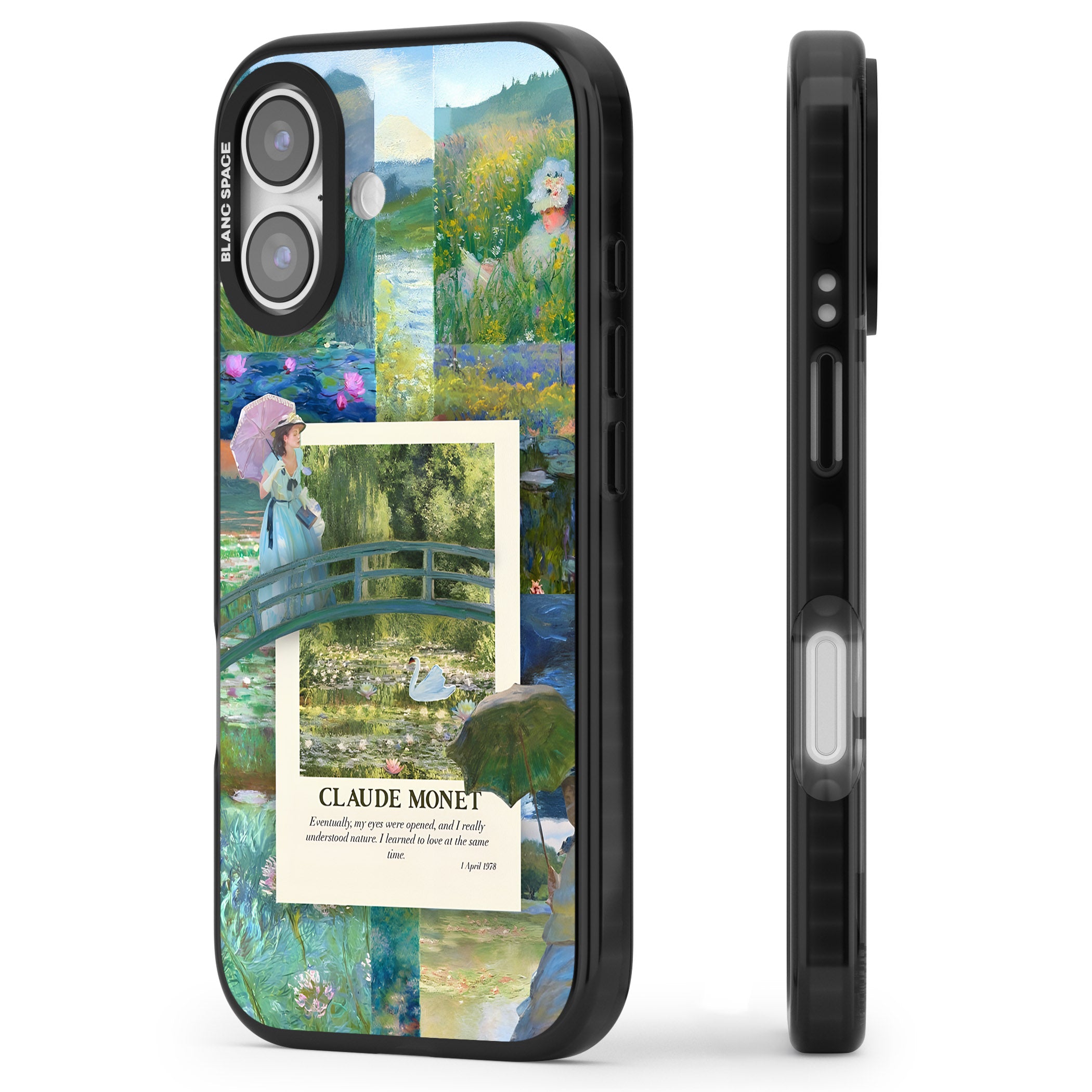 Monet Gardens iPhone 17 Impact Pro Black Phone Case Side Profile