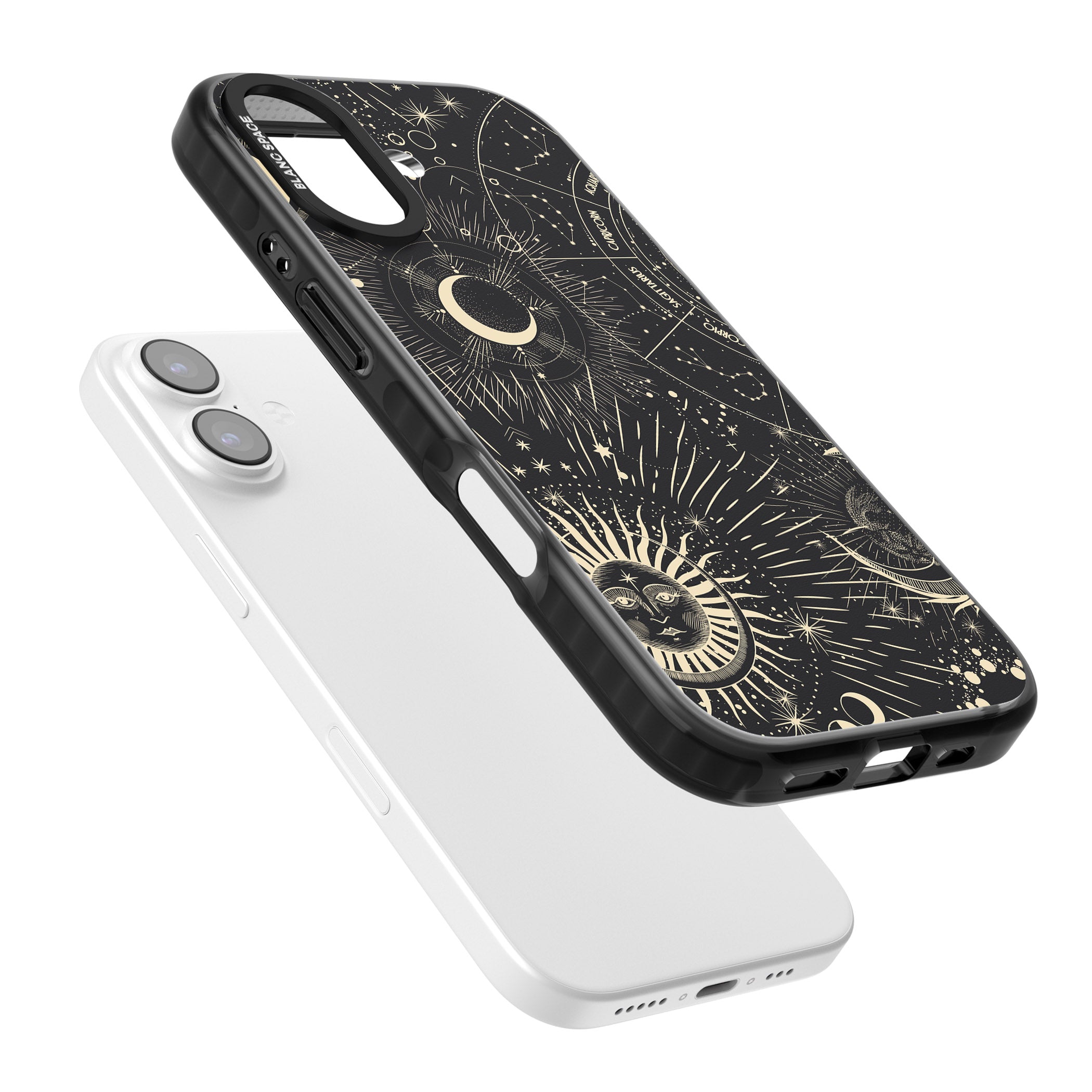 Cosmic Sun & Symbols Zodiac iPhone 17 Impact Pro Black Phone Case Colours