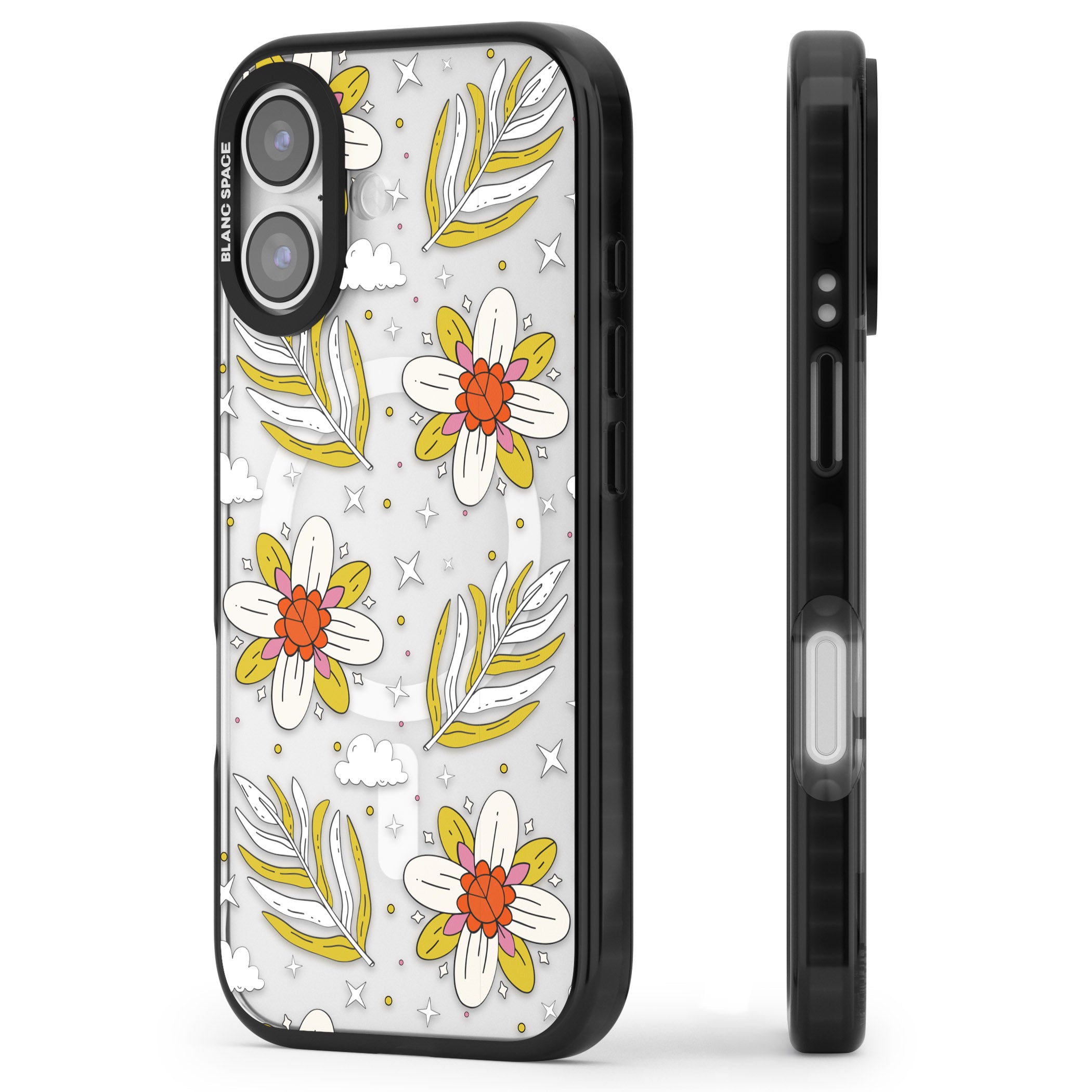Boho Celestial Floral Dream iPhone 17 Impact Pro Black Phone Case Side Profile