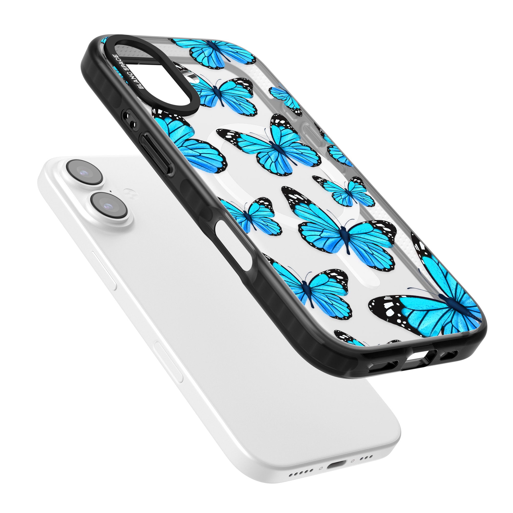 Blue Butterflies iPhone 17 Impact Pro Black Phone Case Colours