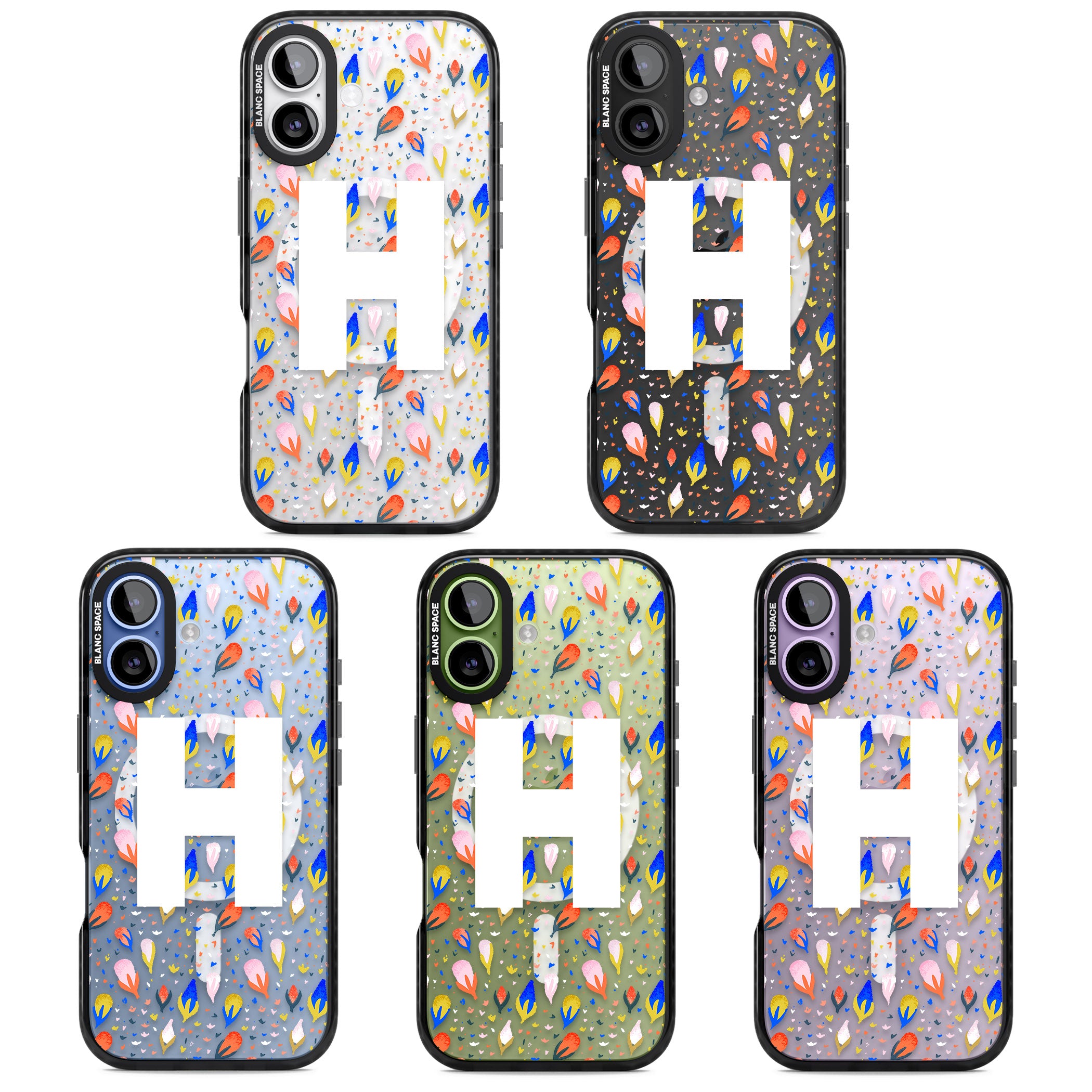 Personalised Abstract Floral Initial iPhone 17 Impact Pro Black Phone Case APT Impact Protection