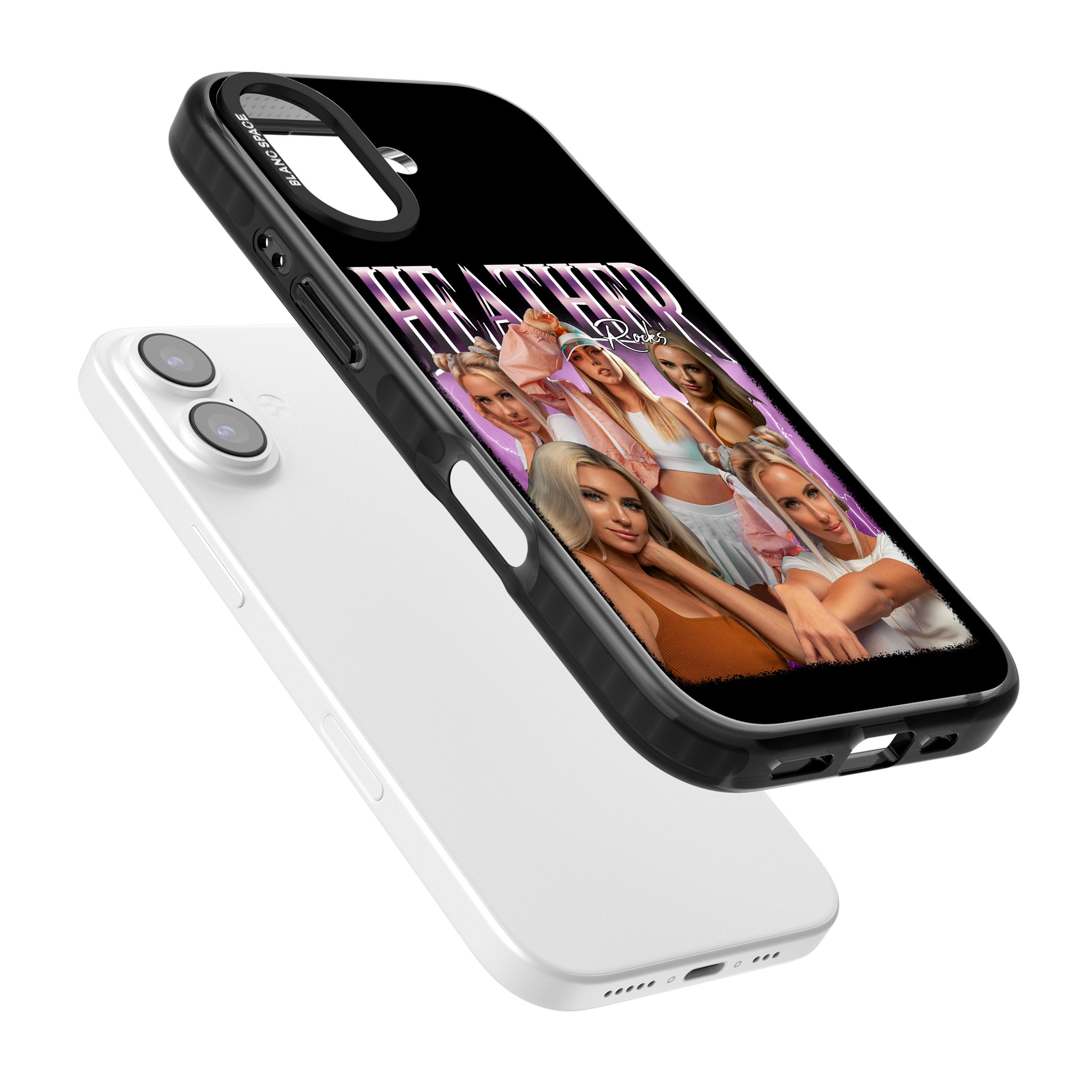 Personalised Airbrush Name & Photo Collage (Pink) iPhone 17 Impact Pro Black Phone Case Colours