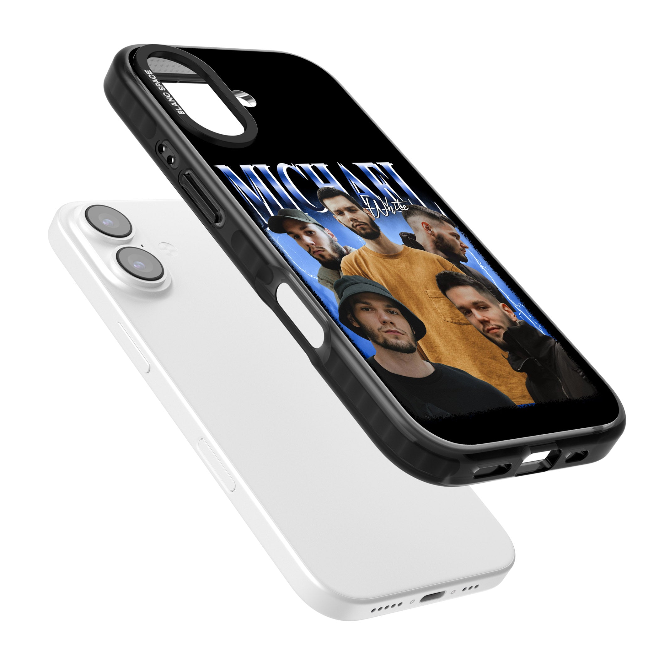 Personalised Airbrush Name & Photo Collage (Blue) iPhone 17 Impact Pro Black Phone Case Colours