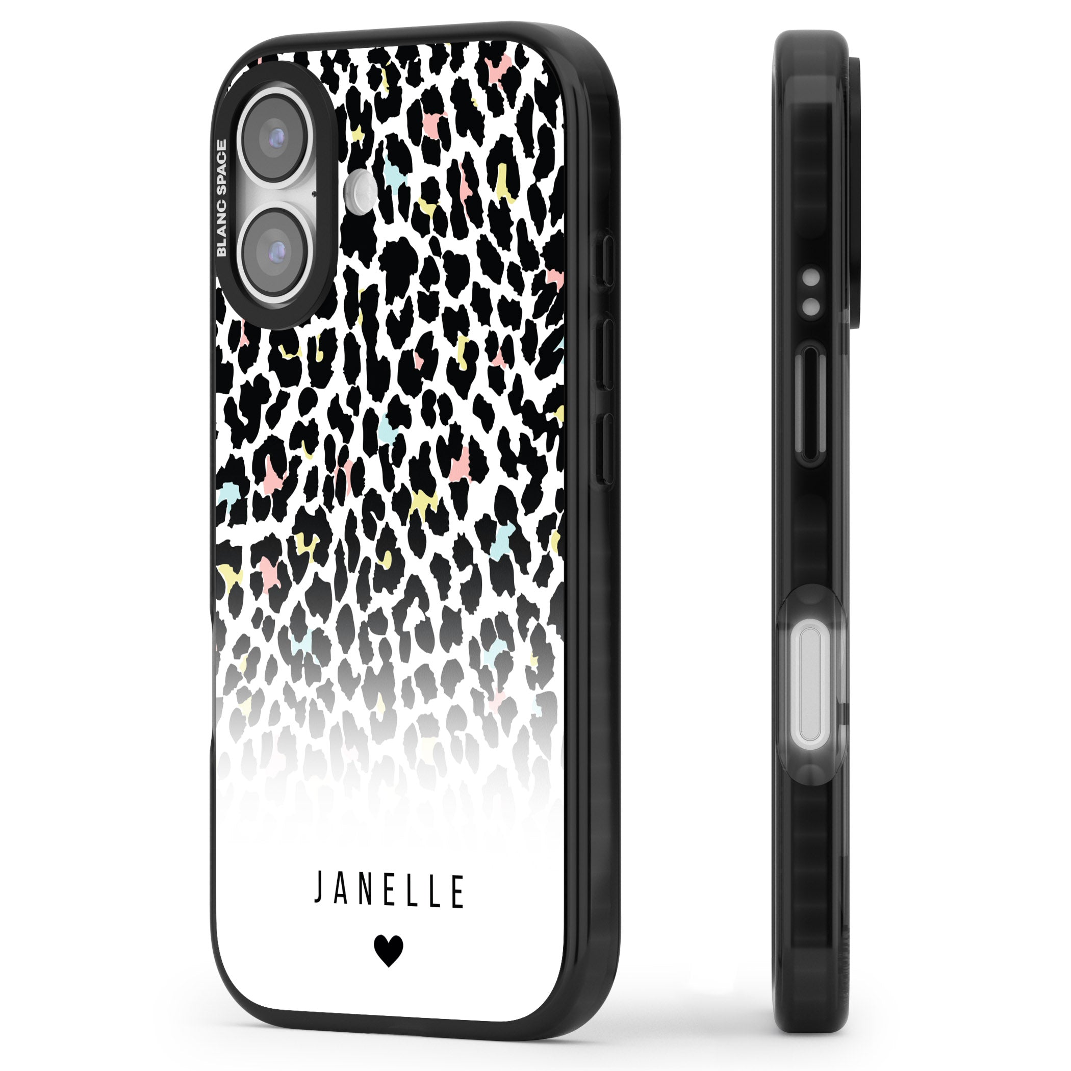 Personalised Pastel Leopard iPhone 17 Impact Pro Black Phone Case Side Profile