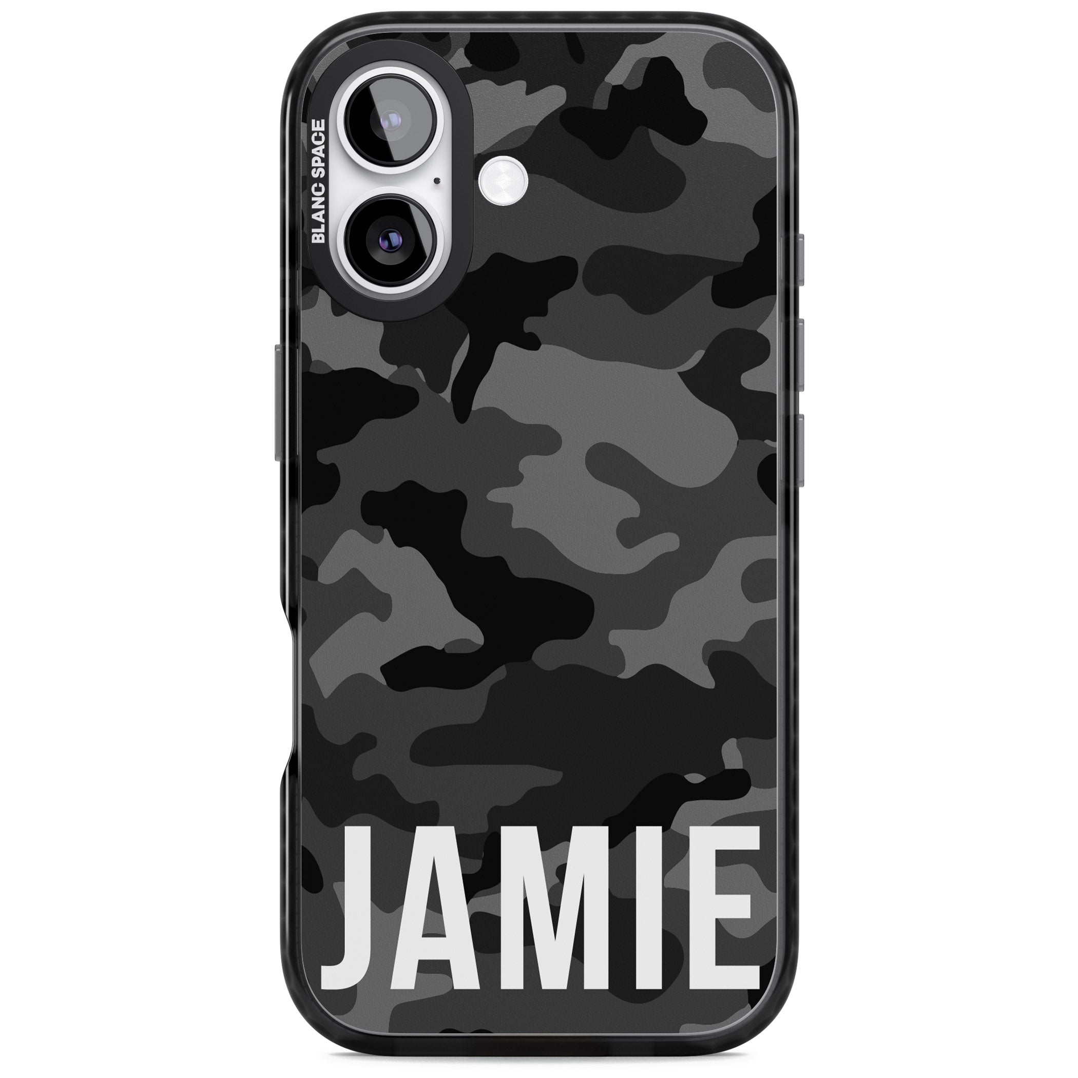 Personalised Black Camo Name Horizontal iPhone 17 Impact Pro Black Phone Case