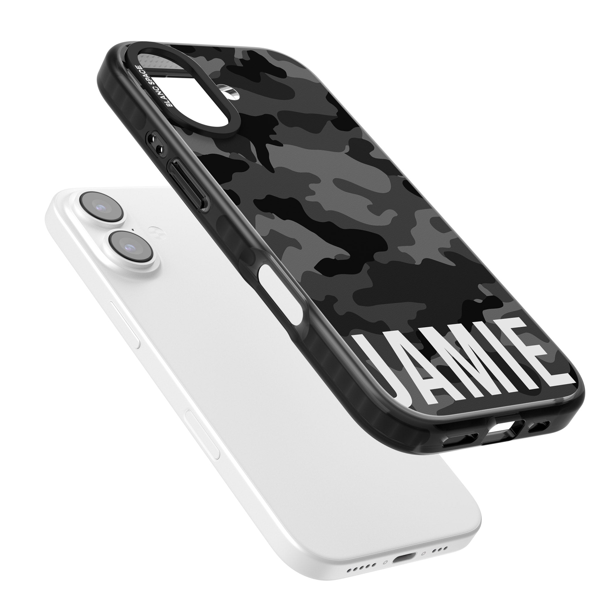 Personalised Black Camo Name Horizontal iPhone 17 Impact Pro Black Phone Case Colours