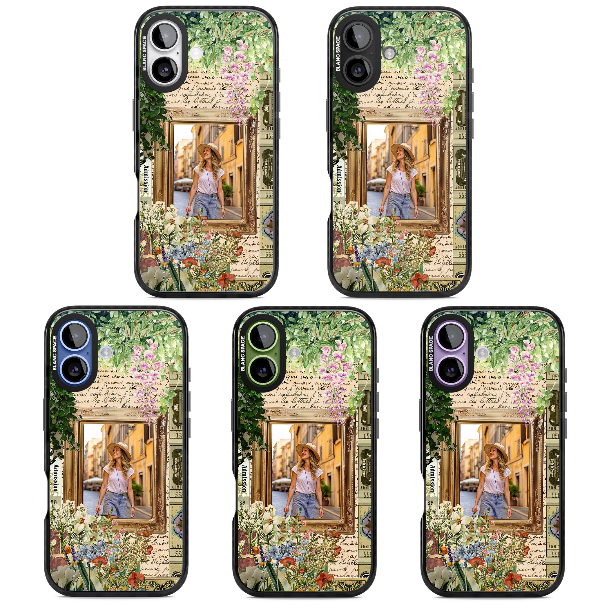 Personalised Tuscan Floral Collage Frame iPhone 17 Impact Pro Black Phone Case APT Impact Protection