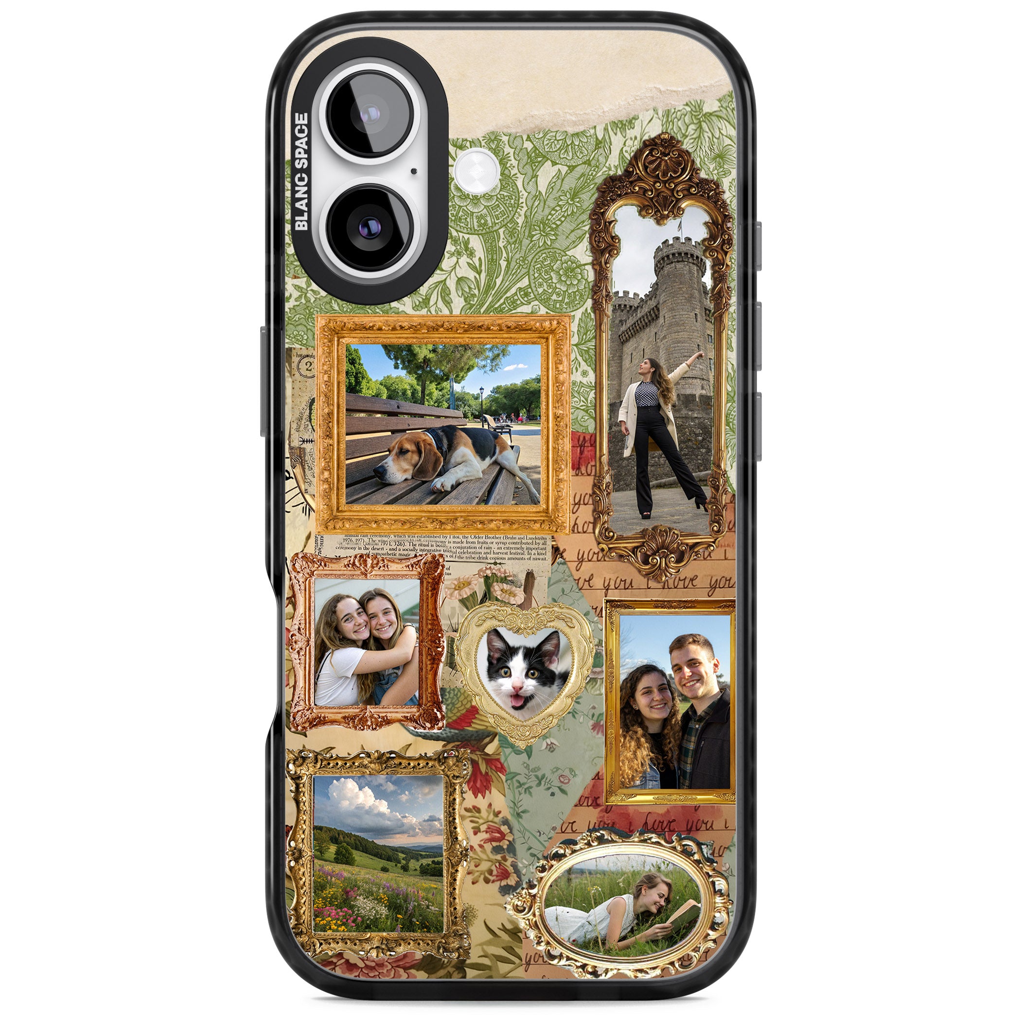 Personalised Vintage Frame Collage iPhone 17 Impact Pro Black Phone Case