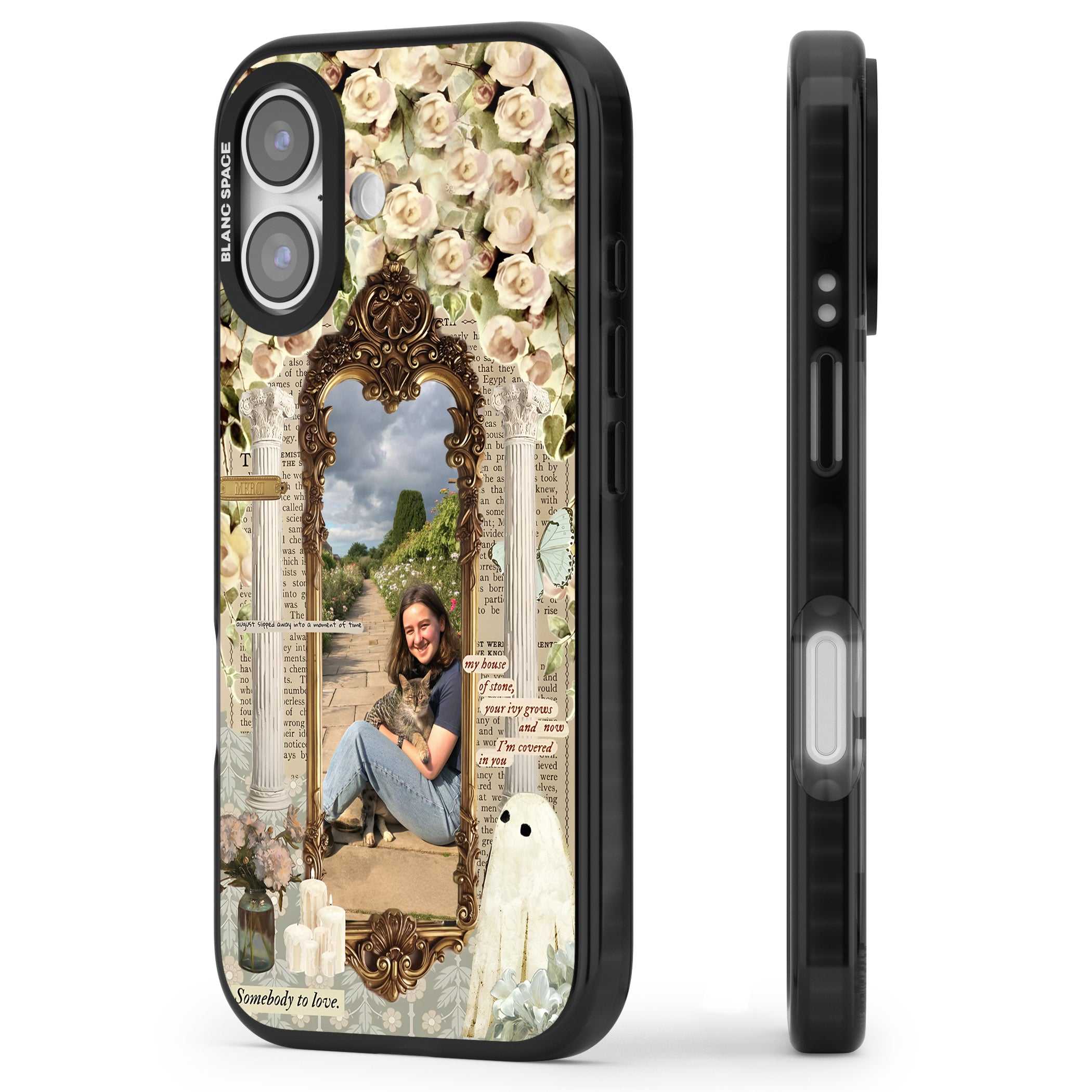 Personalised Soft Vintage Frame iPhone 17 Impact Pro Black Phone Case Side Profile