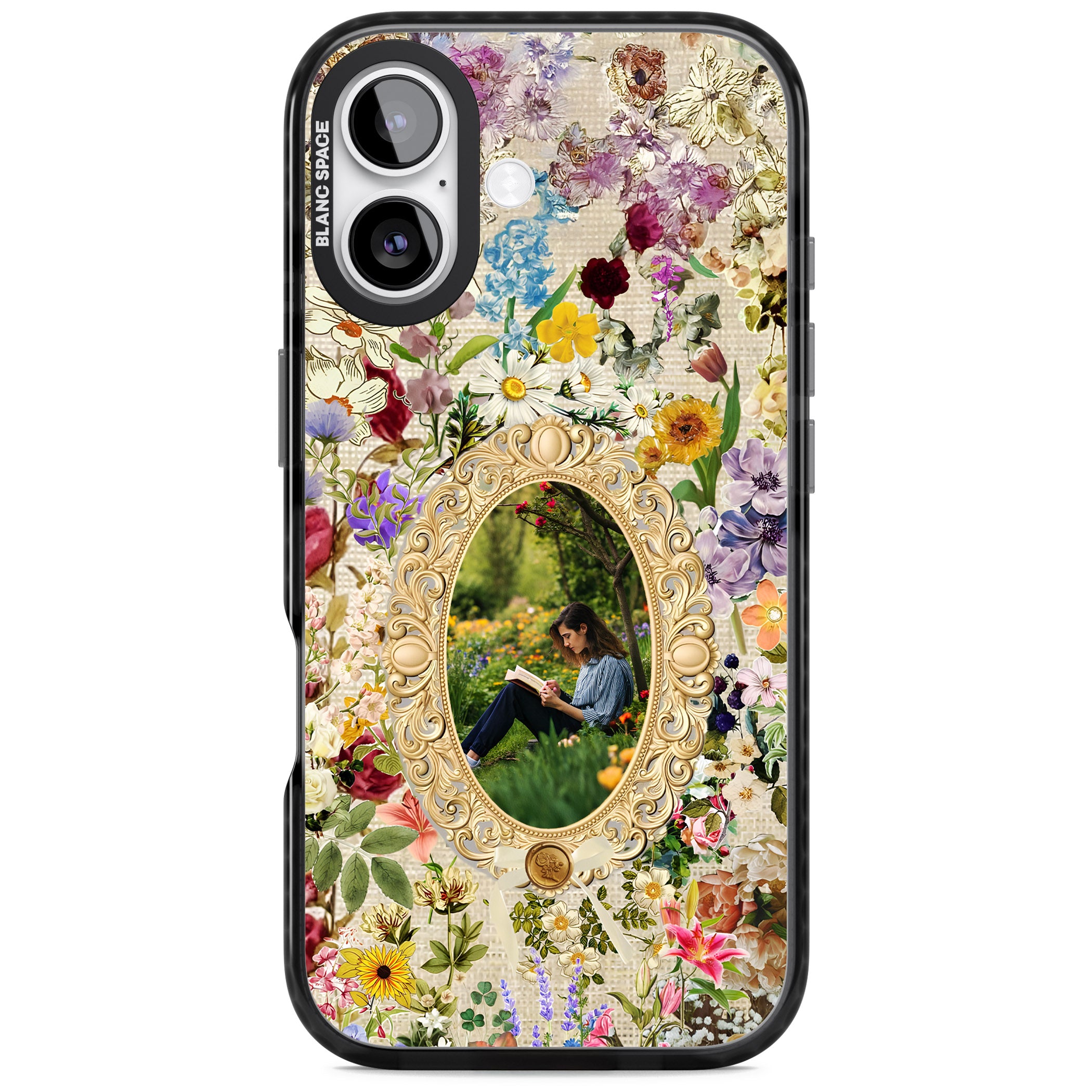 Personalised Vintage Wildflower Frame iPhone 17 Impact Pro Black Phone Case