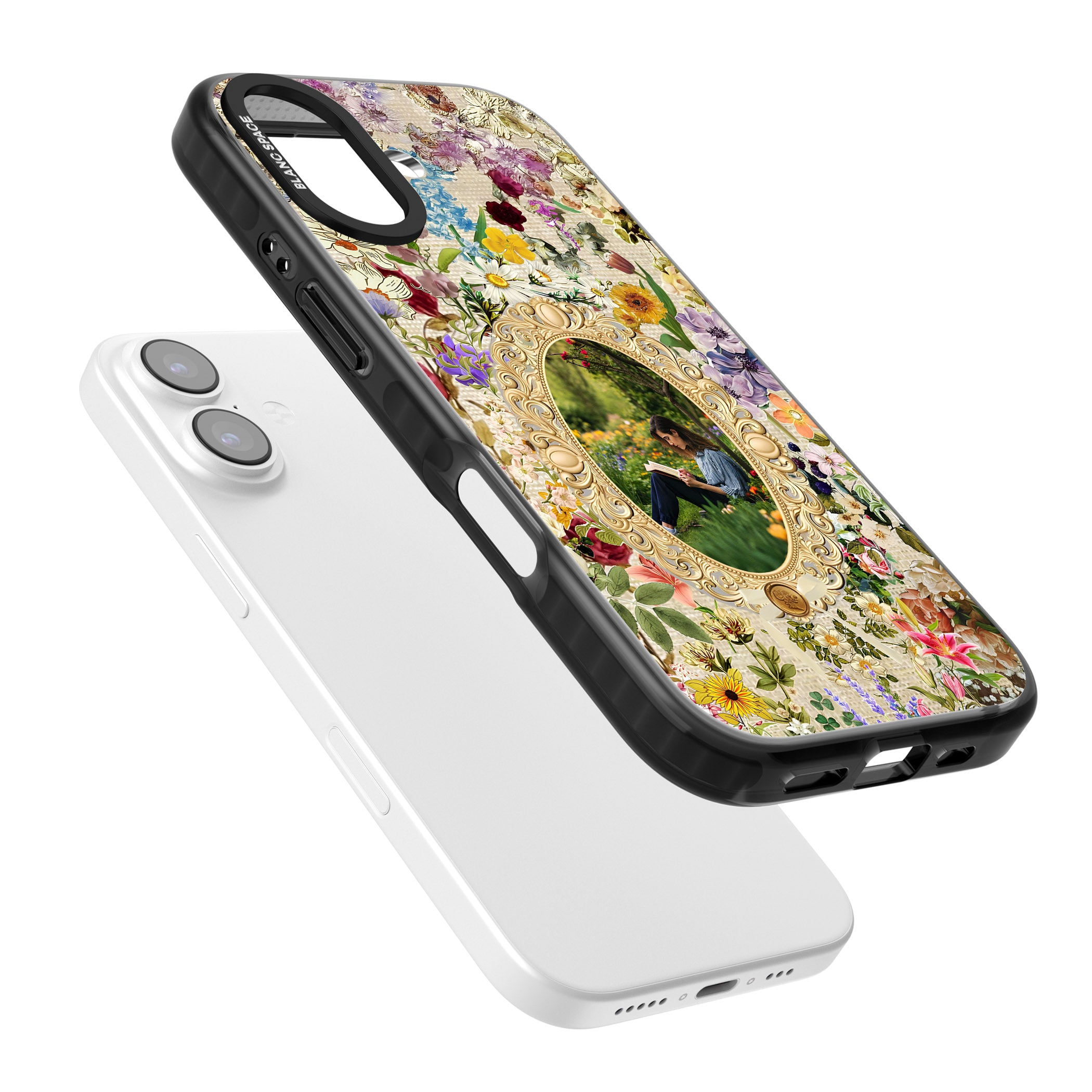 Personalised Vintage Wildflower Frame iPhone 17 Impact Pro Black Phone Case Colours