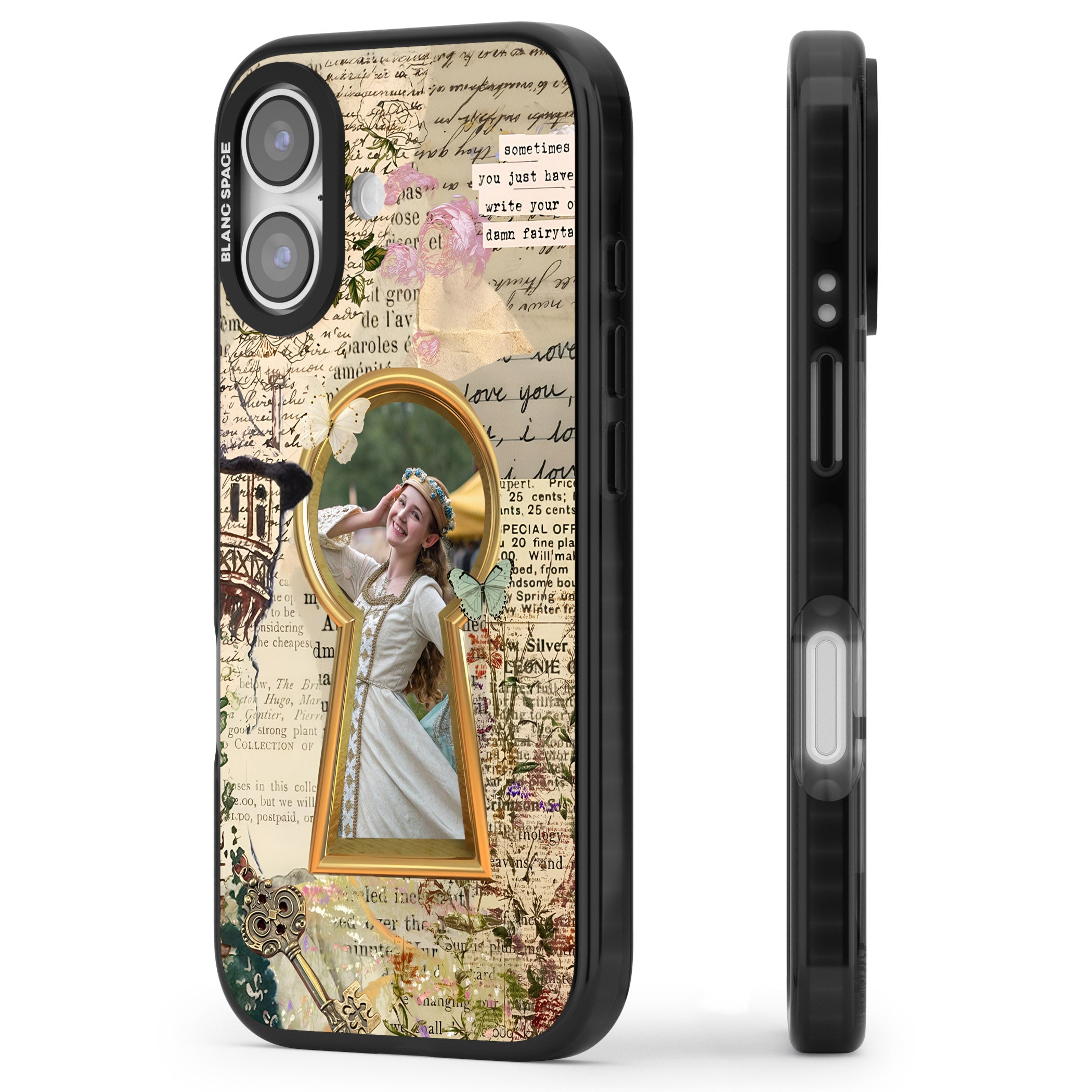 Personalised Bookpage Keyhole Frame iPhone 17 Impact Pro Black Phone Case Side Profile