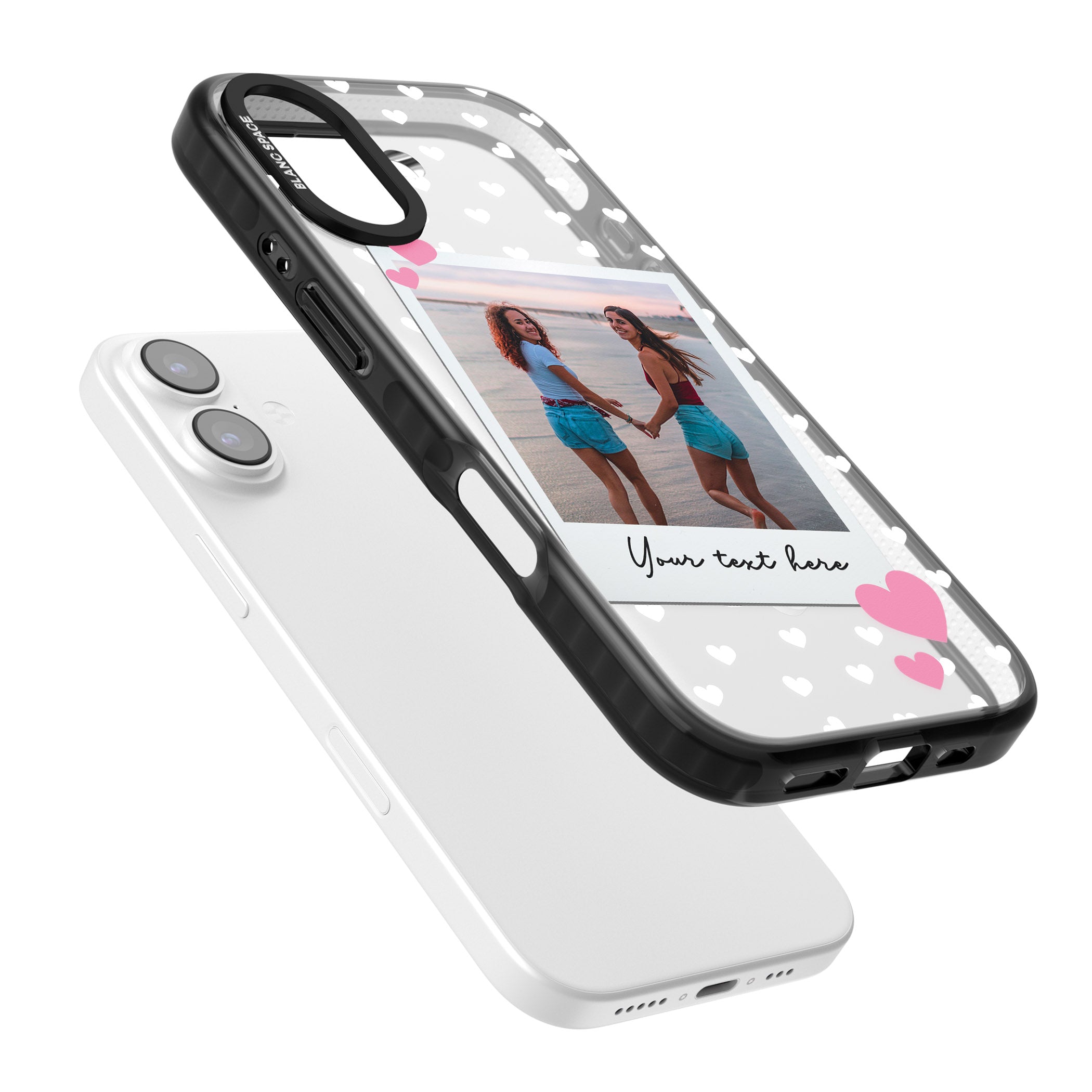 Personalised Hearts Instant Camera Photo iPhone 17 Impact Pro Black Phone Case Colours