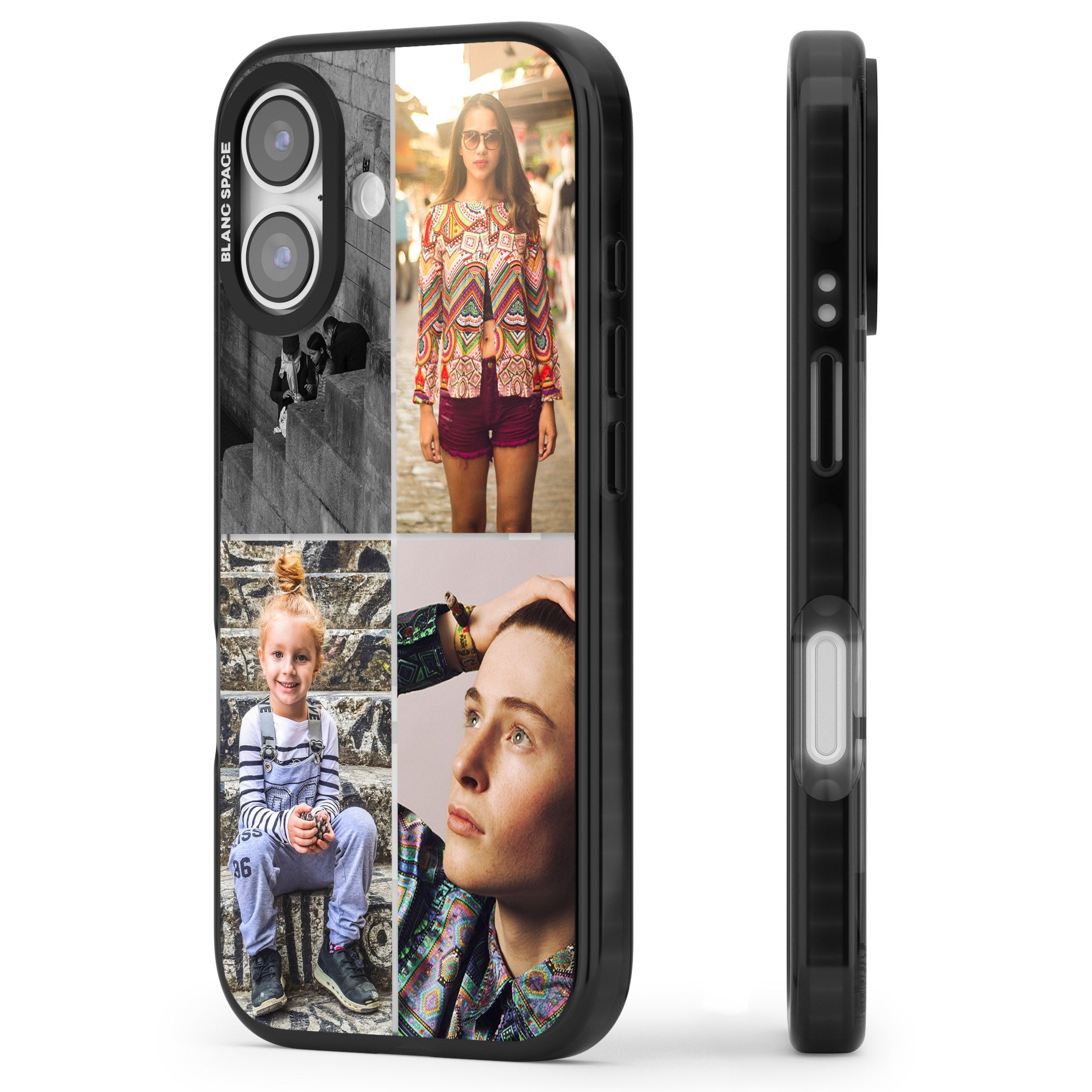 Personalised 4 Photo Grid iPhone 17 Impact Pro Black Phone Case Side Profile