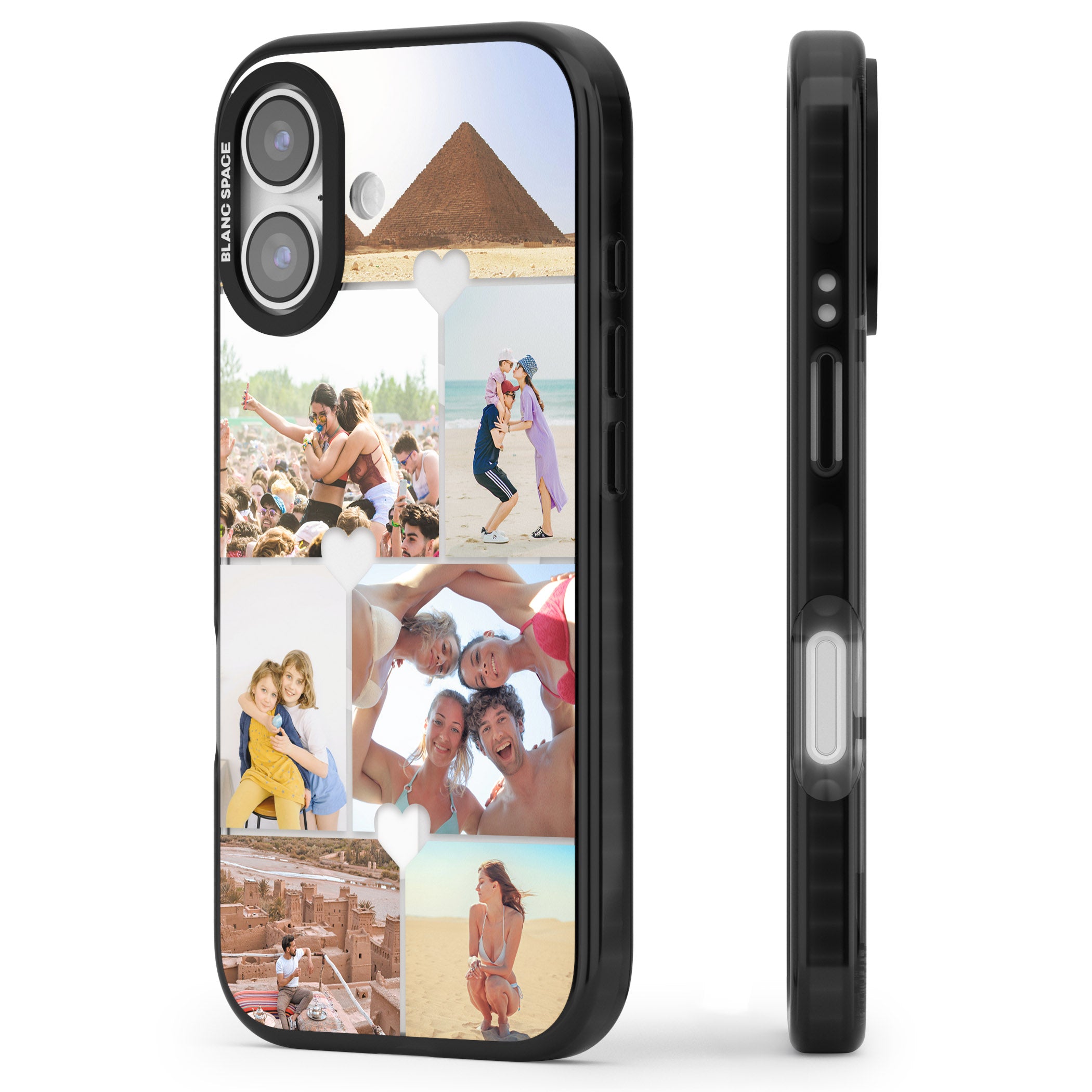 Personalised Heart Photo Grid iPhone 17 Impact Pro Black Phone Case Side Profile
