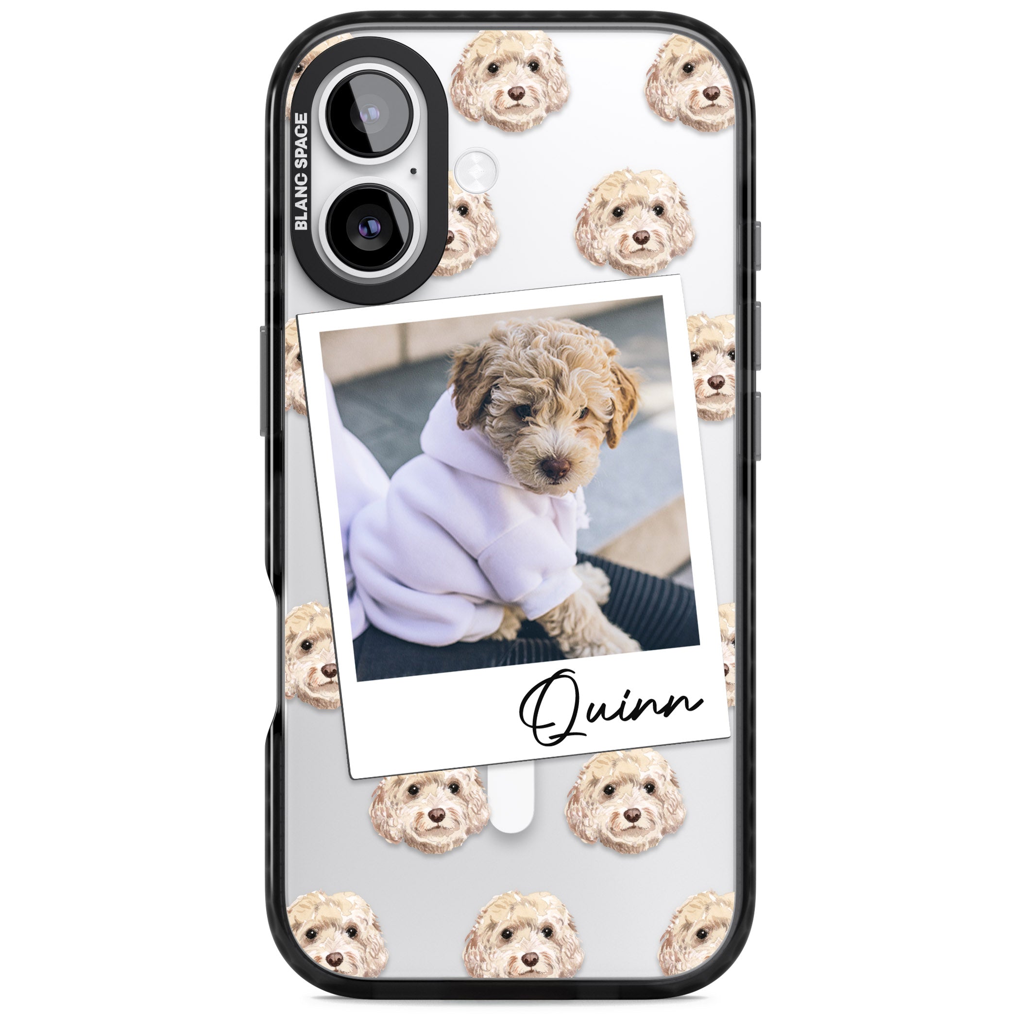 Personalised Cream Cockapoo Instant Camera Photo iPhone 17 Impact Pro Black Phone Case