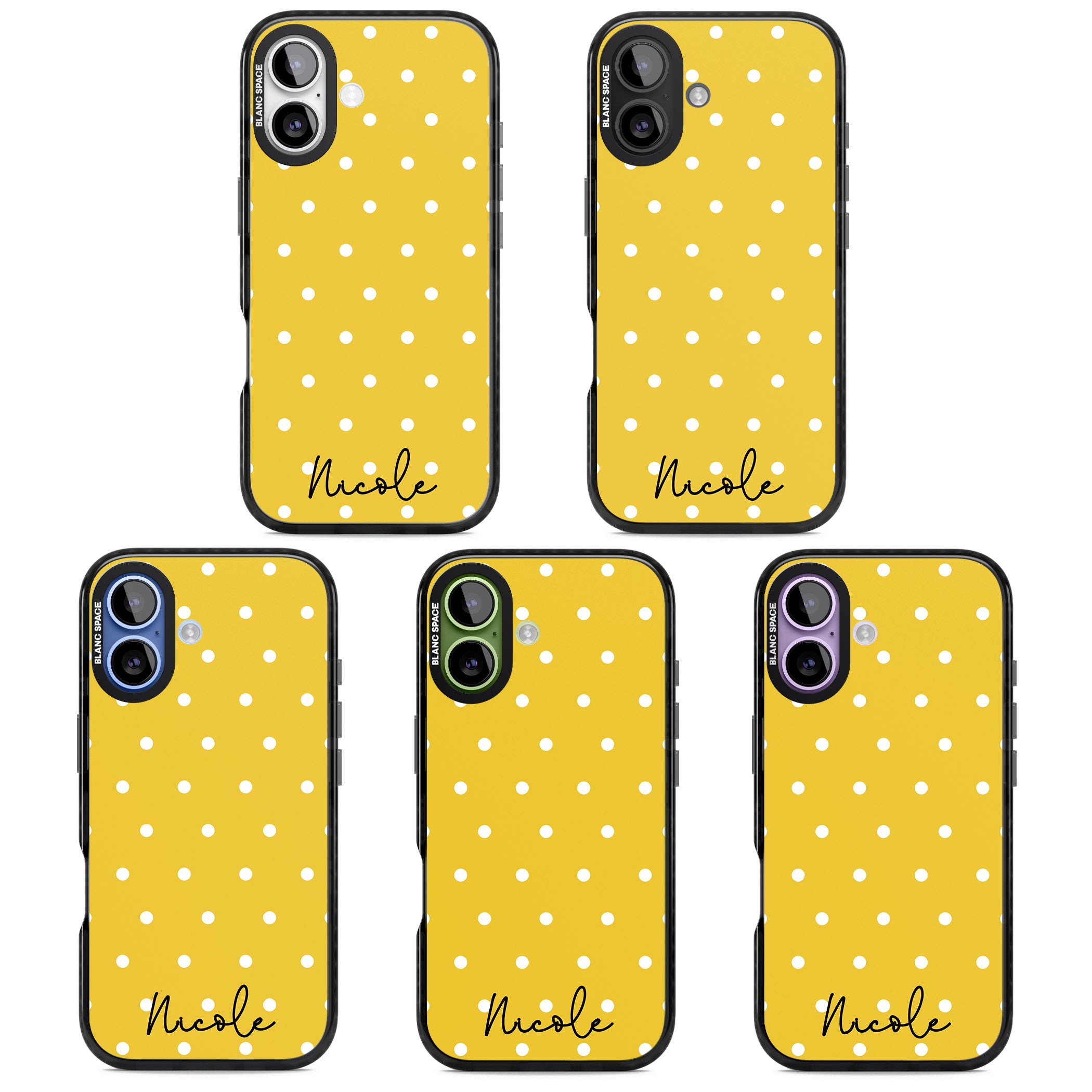 Personalised Yellow Polka Dot iPhone 17 Impact Pro Black Phone Case APT Impact Protection