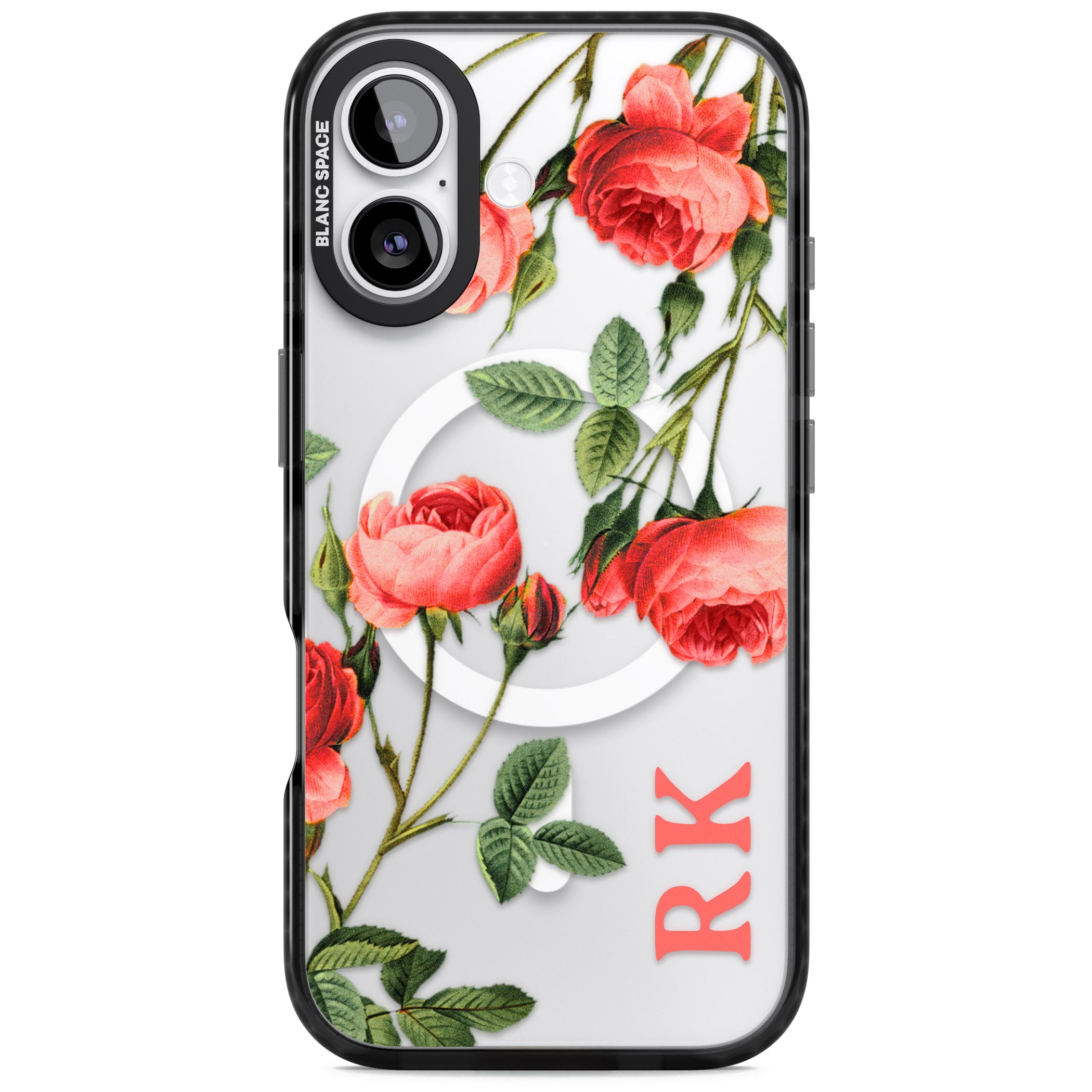 Personalised Vintage Floral Rose iPhone 17 Impact Pro Black Phone Case