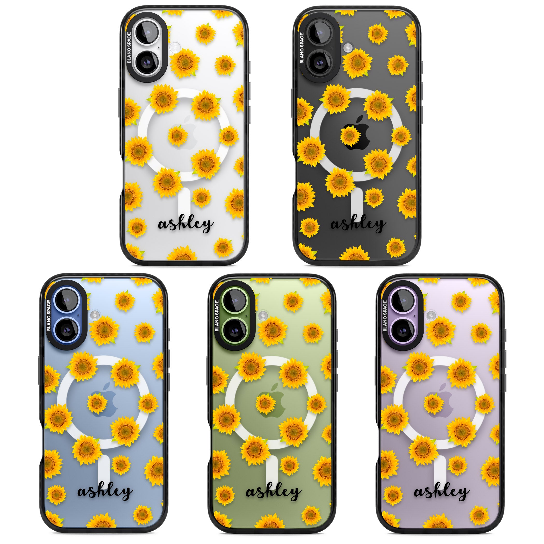 Personalised Sunflowers & Cursive iPhone 17 Impact Pro Black Phone Case APT Impact Protection