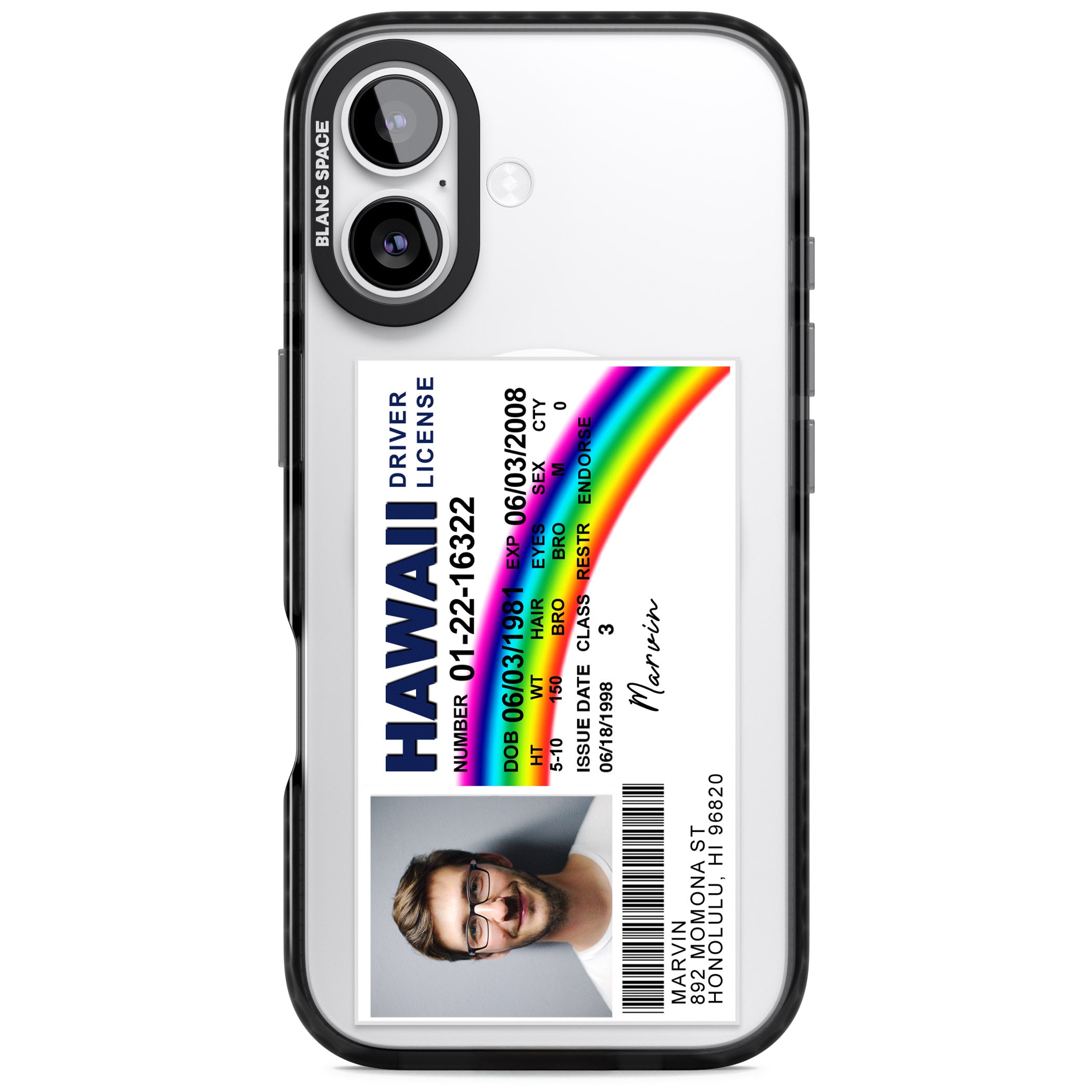 Personalised Hawaii Driving License iPhone 17 Impact Pro Black Phone Case