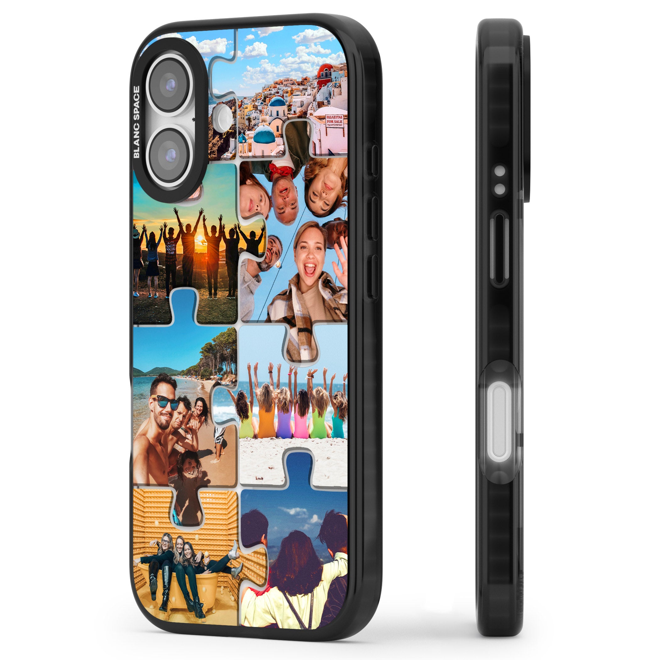 Personalised Jigsaw Photo Grid iPhone 17 Impact Pro Black Phone Case Side Profile