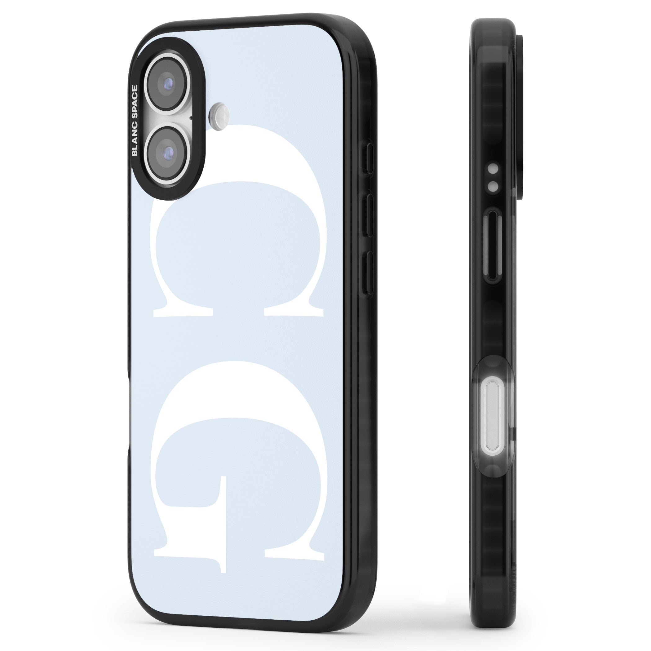 Personalised White & Blue Green Letters iPhone 17 Impact Pro Black Phone Case Side Profile