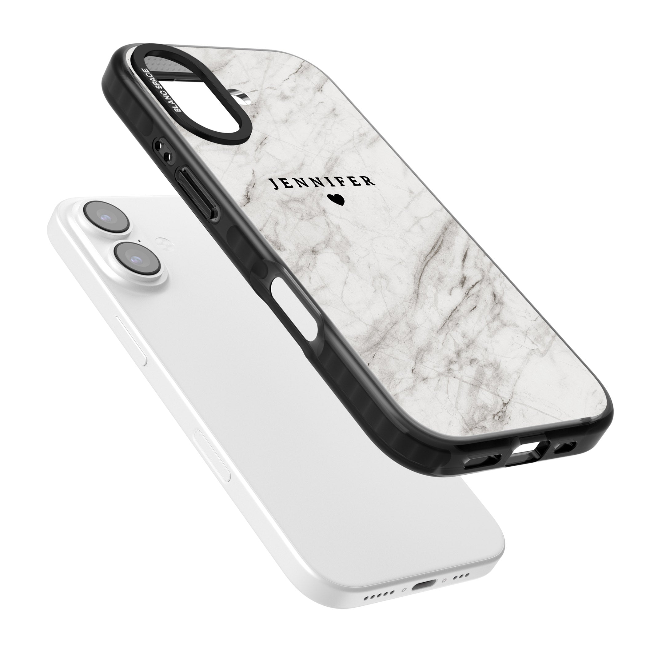 Personalised Light Grey Marble iPhone 17 Impact Pro Black Phone Case Colours