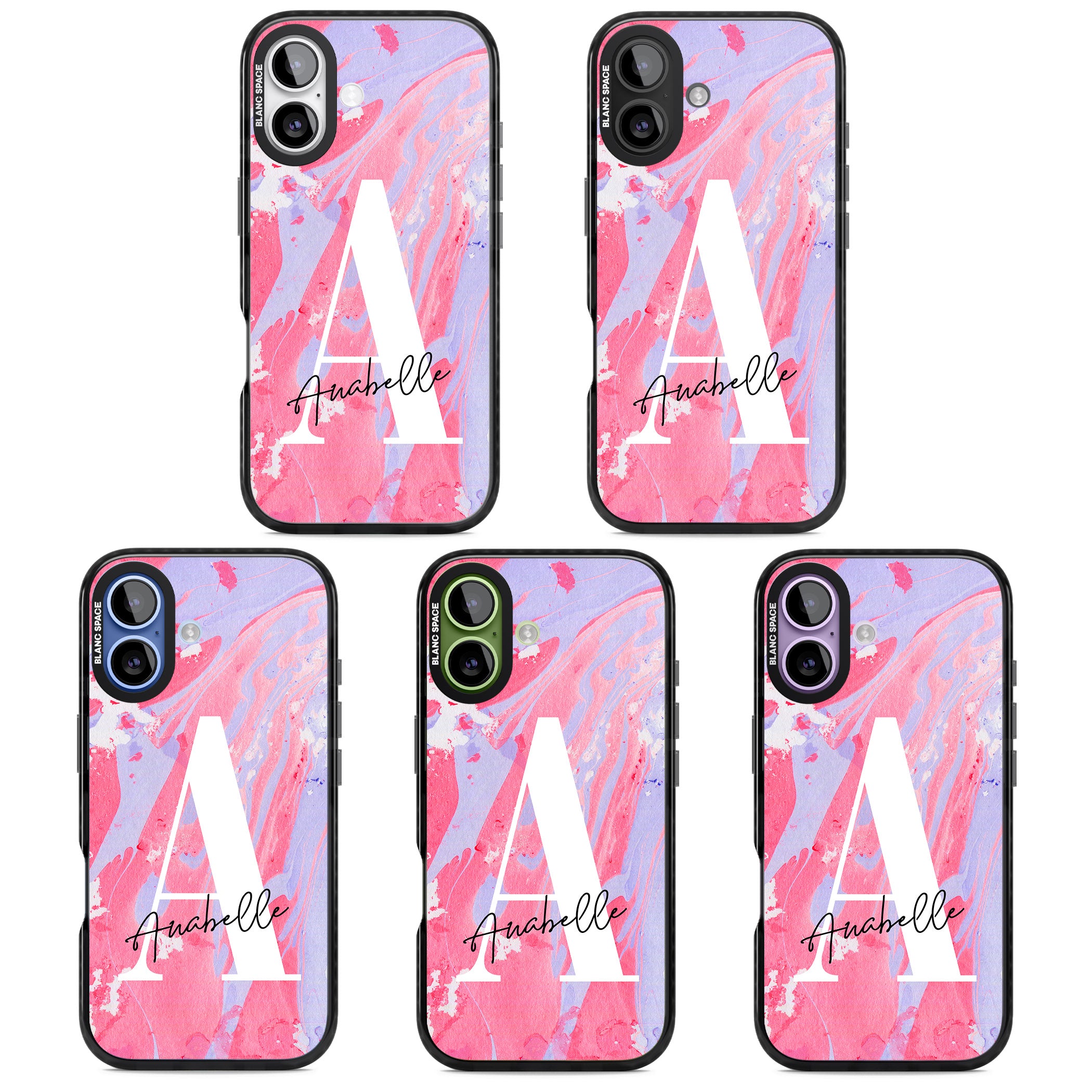 Personalised Pink & Purple Marble iPhone 17 Impact Pro Black Phone Case APT Impact Protection